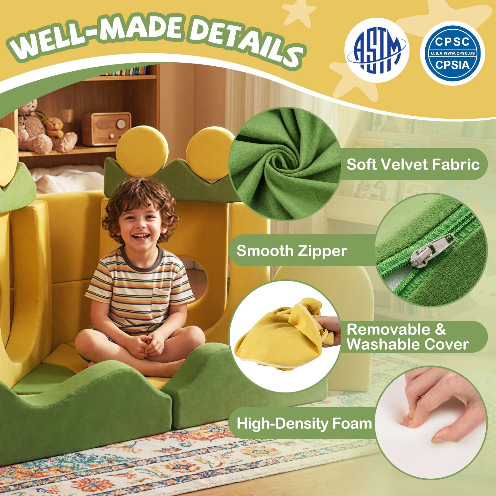 19 Pieces Modular Kids Play Couch for Inspiring Creativity - Image 7