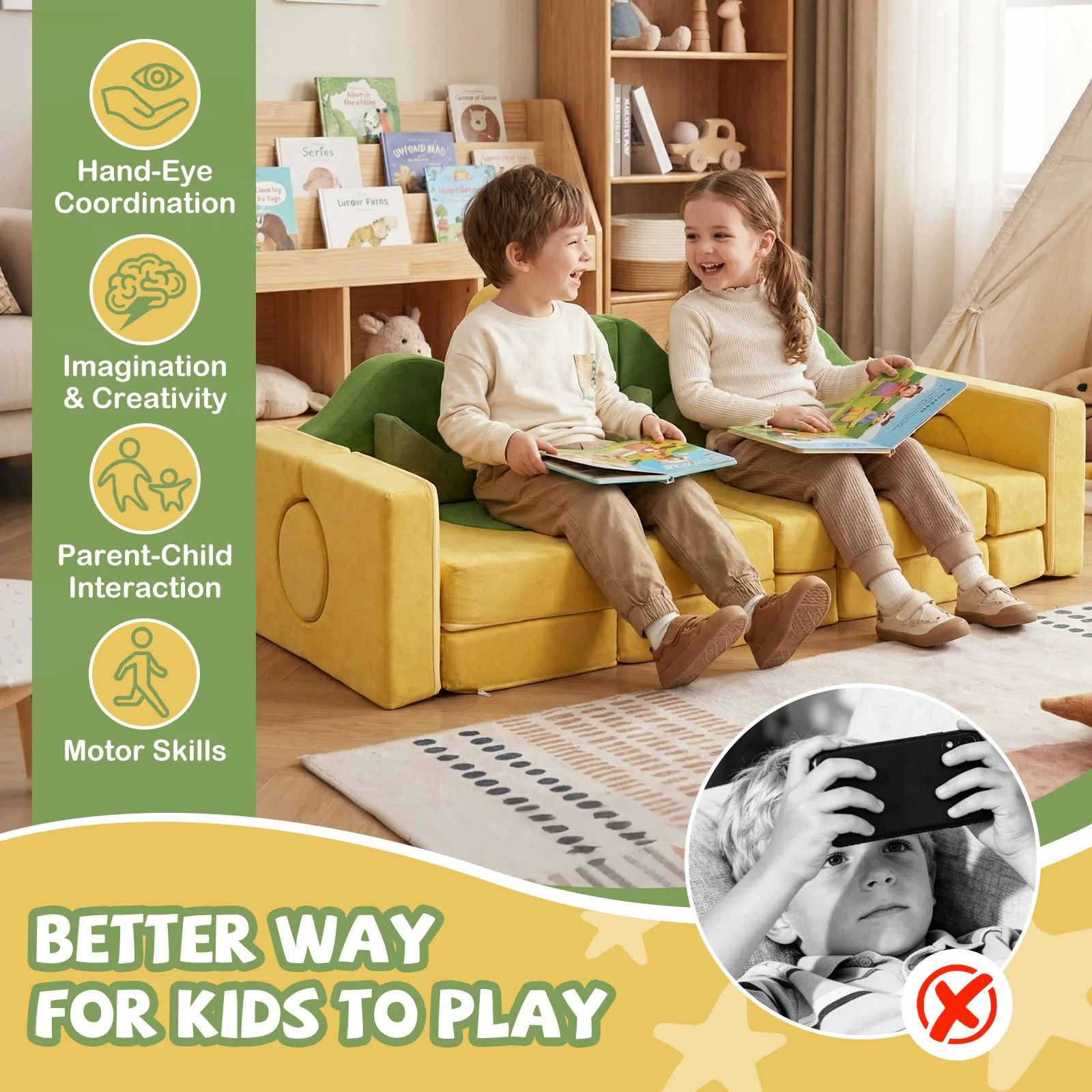 19 Pieces Modular Kids Play Couch for Inspiring Creativity - Image 9