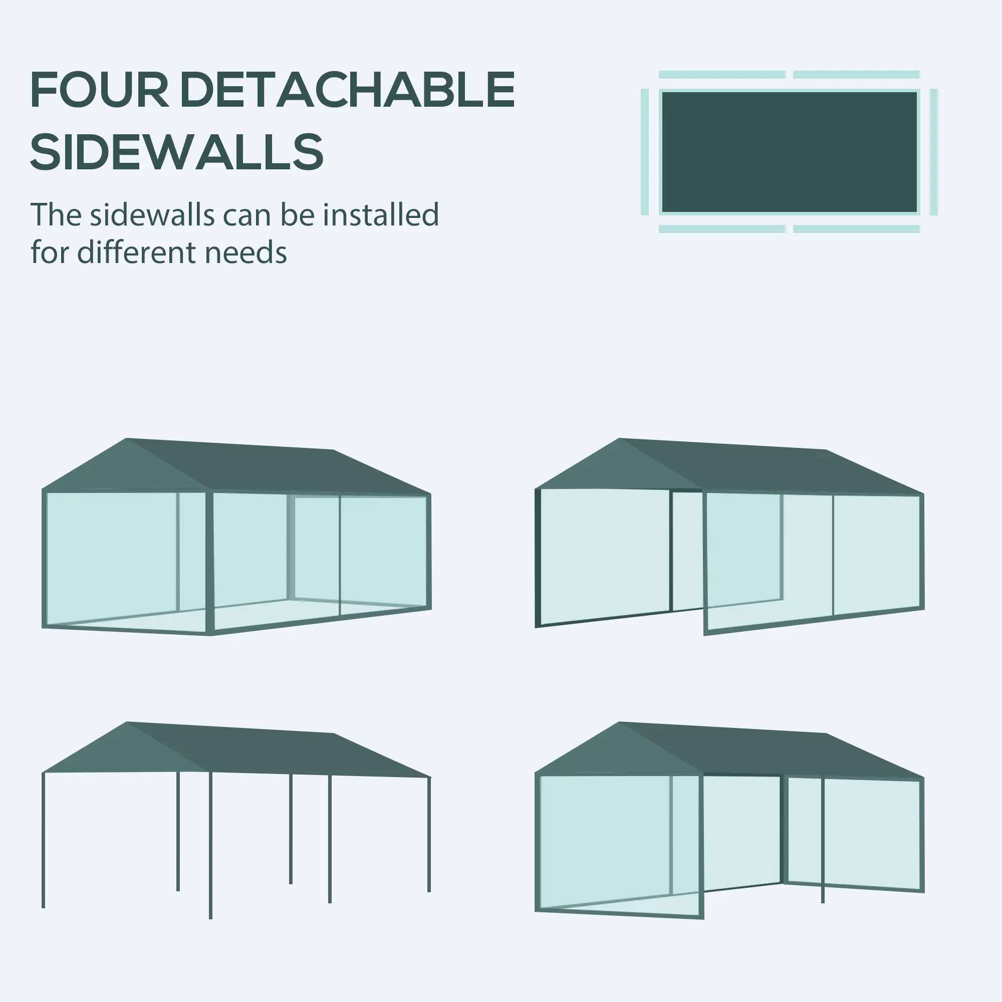 19' x 9' Party Tent Gazebo, 4 Removable Window Walls, Green - Image 4