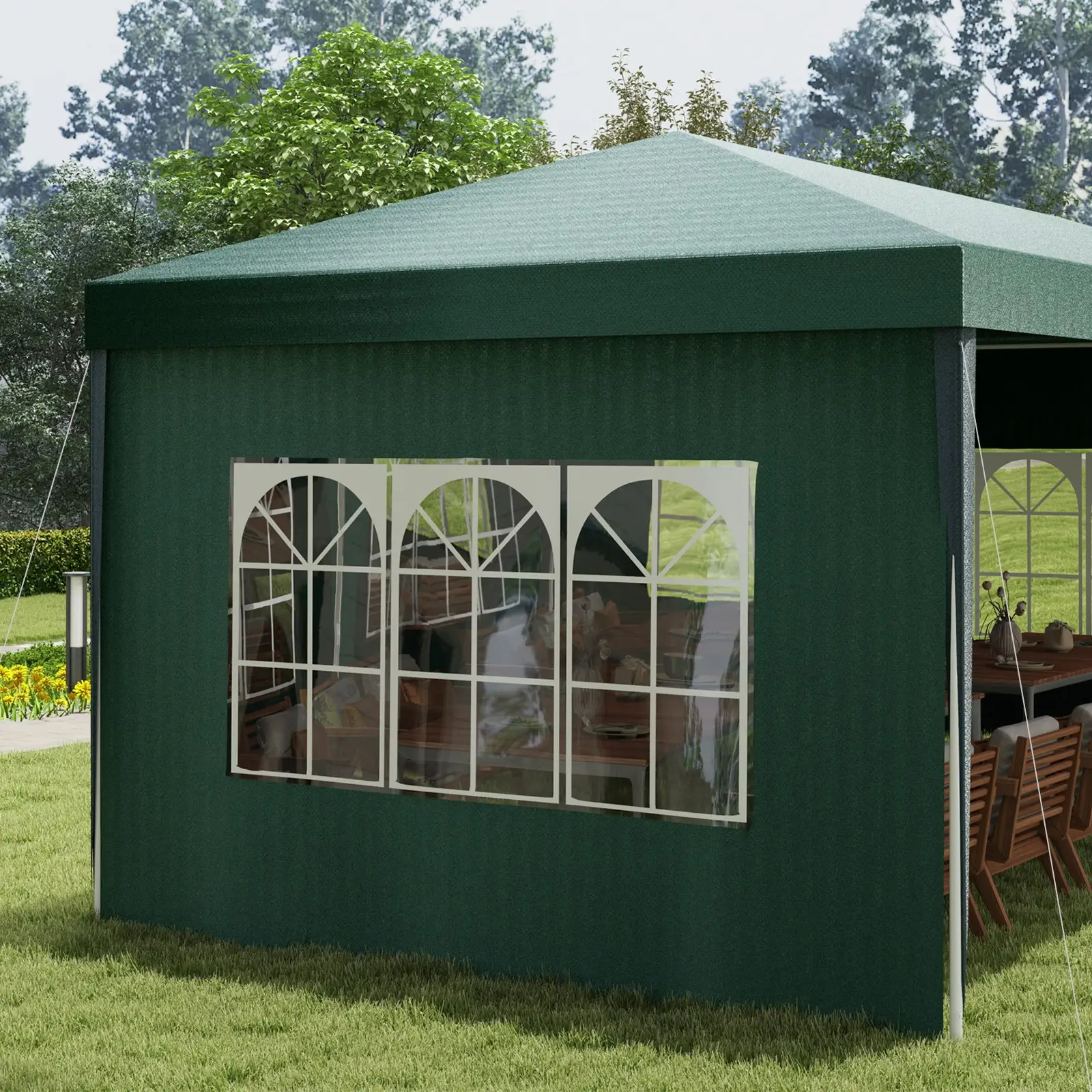 19' x 9' Party Tent Gazebo, 4 Removable Window Walls, Green - Image 8
