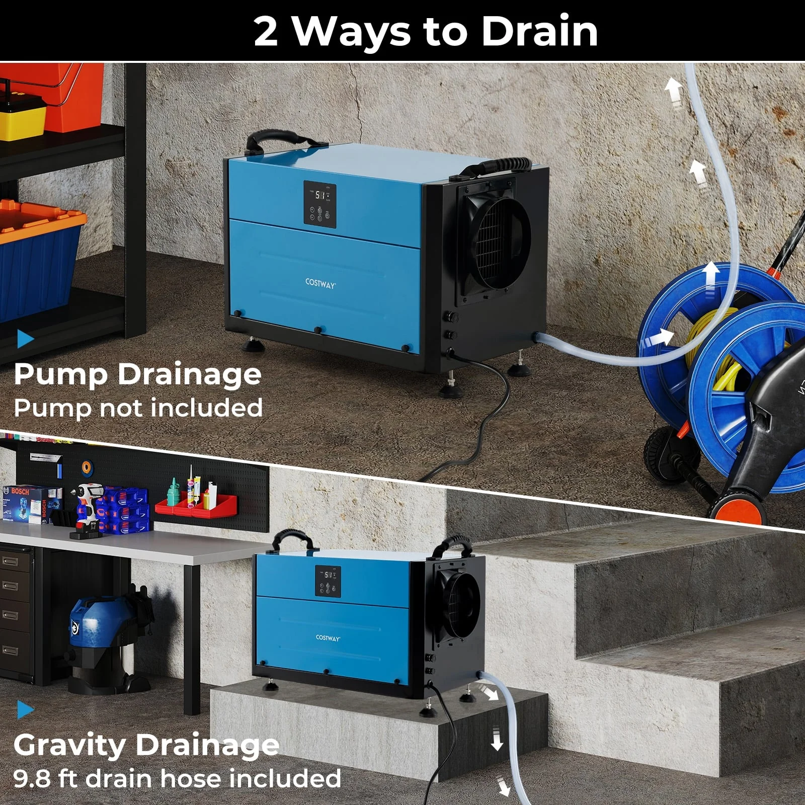 192 Pint Crawl Space Dehumidifier, 3 Modes, 24H Timer, Blue - Image 6