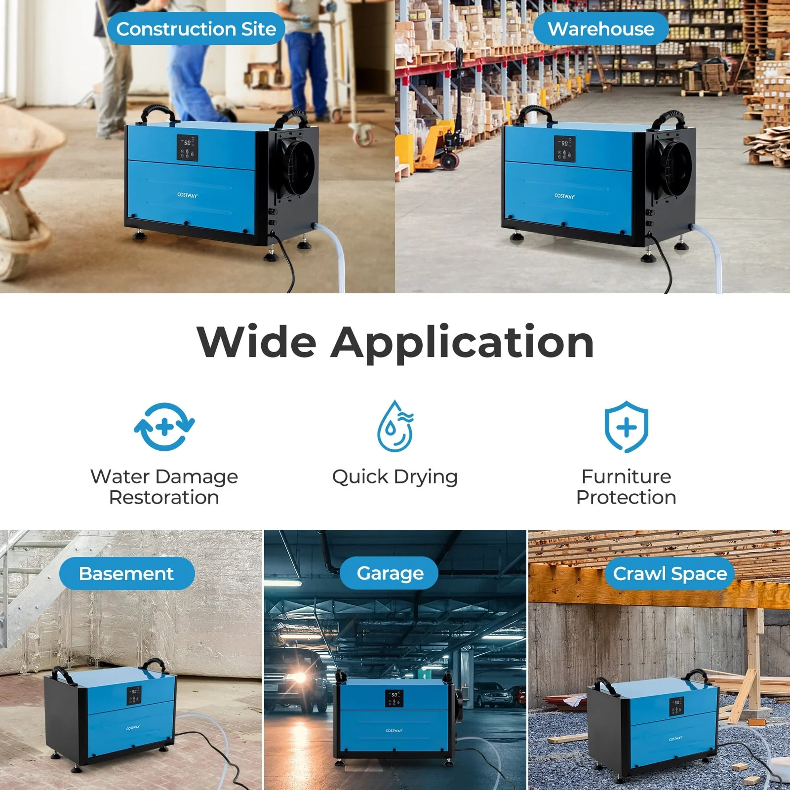 192 Pint Crawl Space Dehumidifier, 3 Modes, 24H Timer, Blue - Image 8