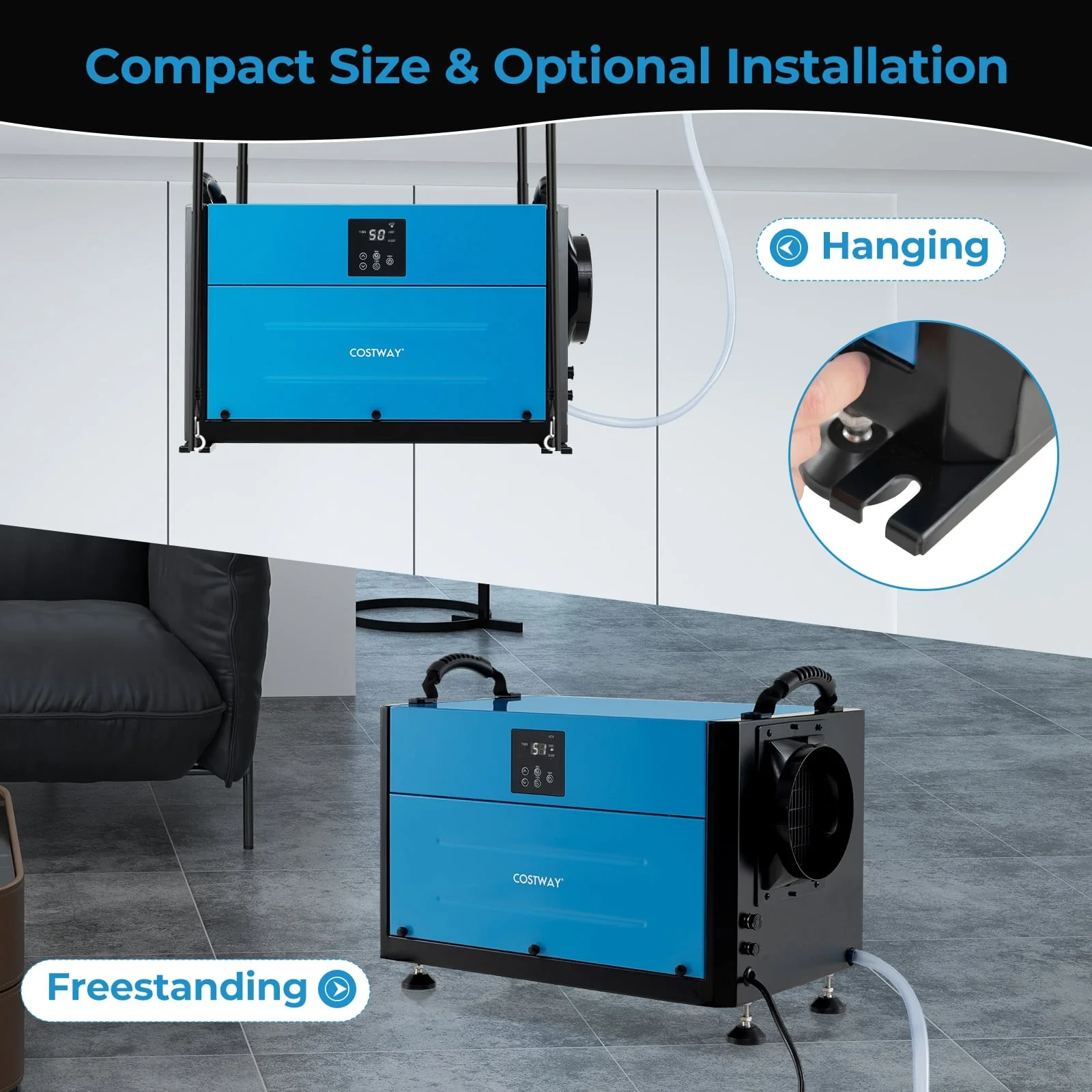 192 Pint Crawl Space Dehumidifier, 3 Modes, 24H Timer, Blue - Image 9