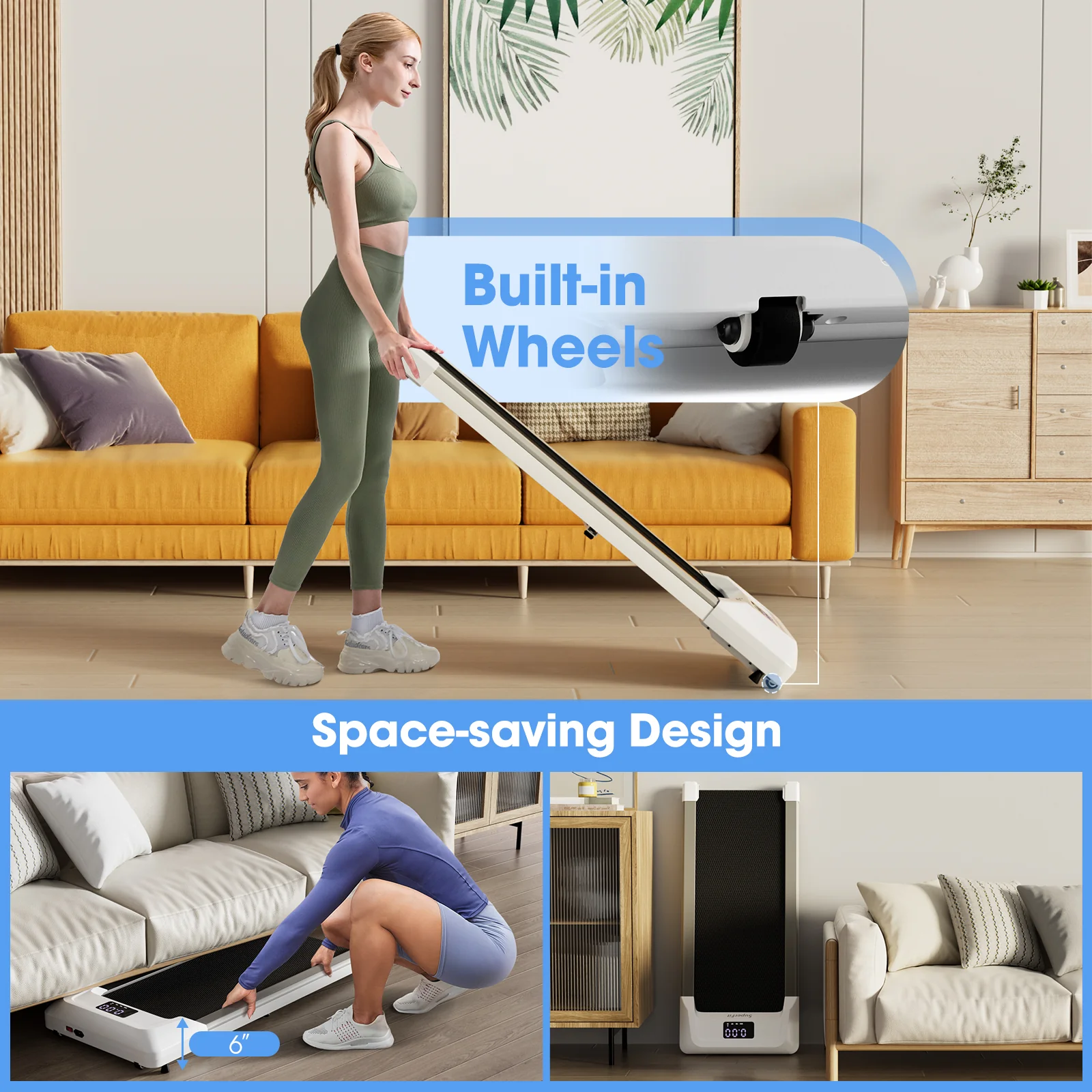 2.25 HP Walking Pad, LED Display, Remote Control, Grey - Image 10