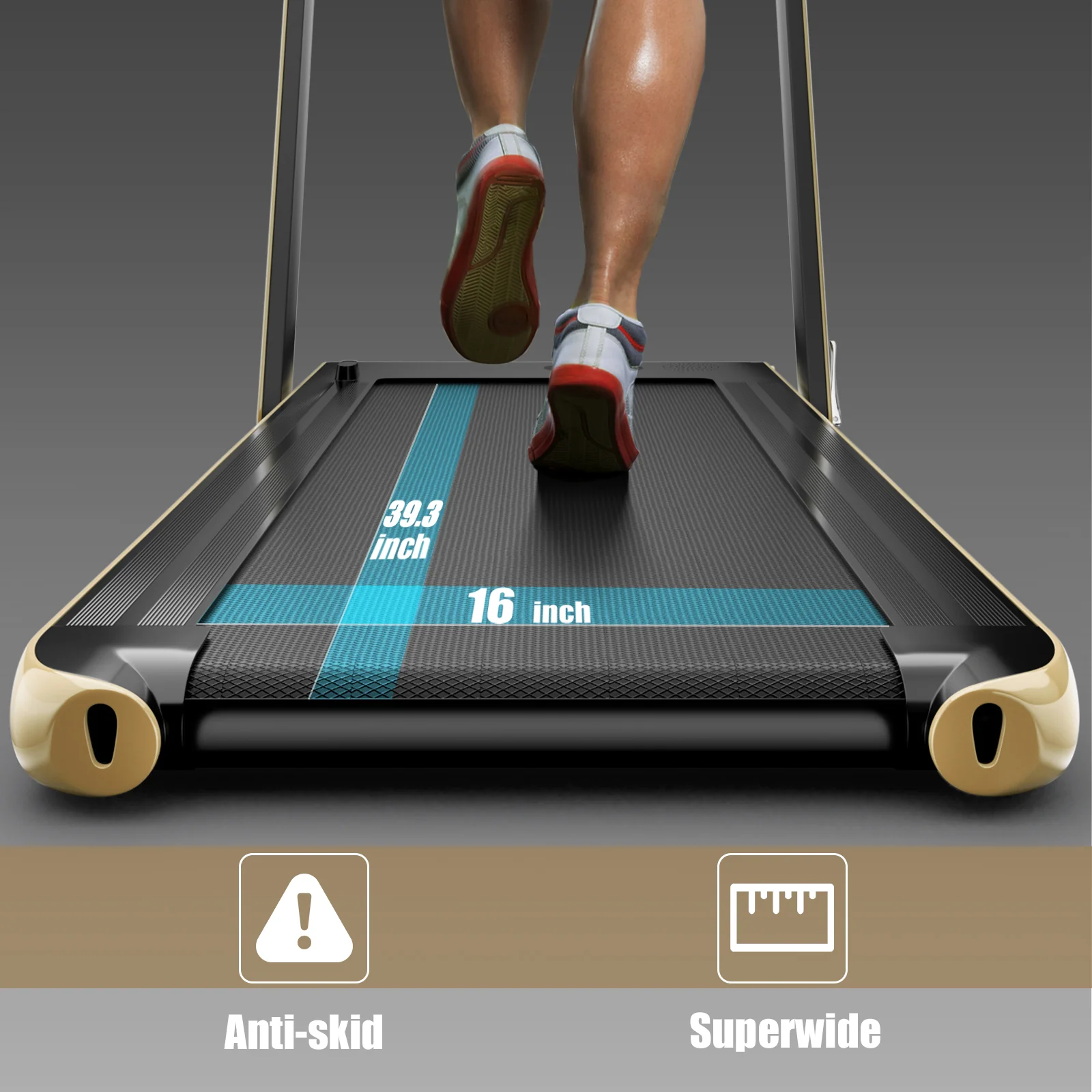 2.25HP 2 In 1 Folding Treadmill, With App Speaker Remote Control, Yellow - Image 8