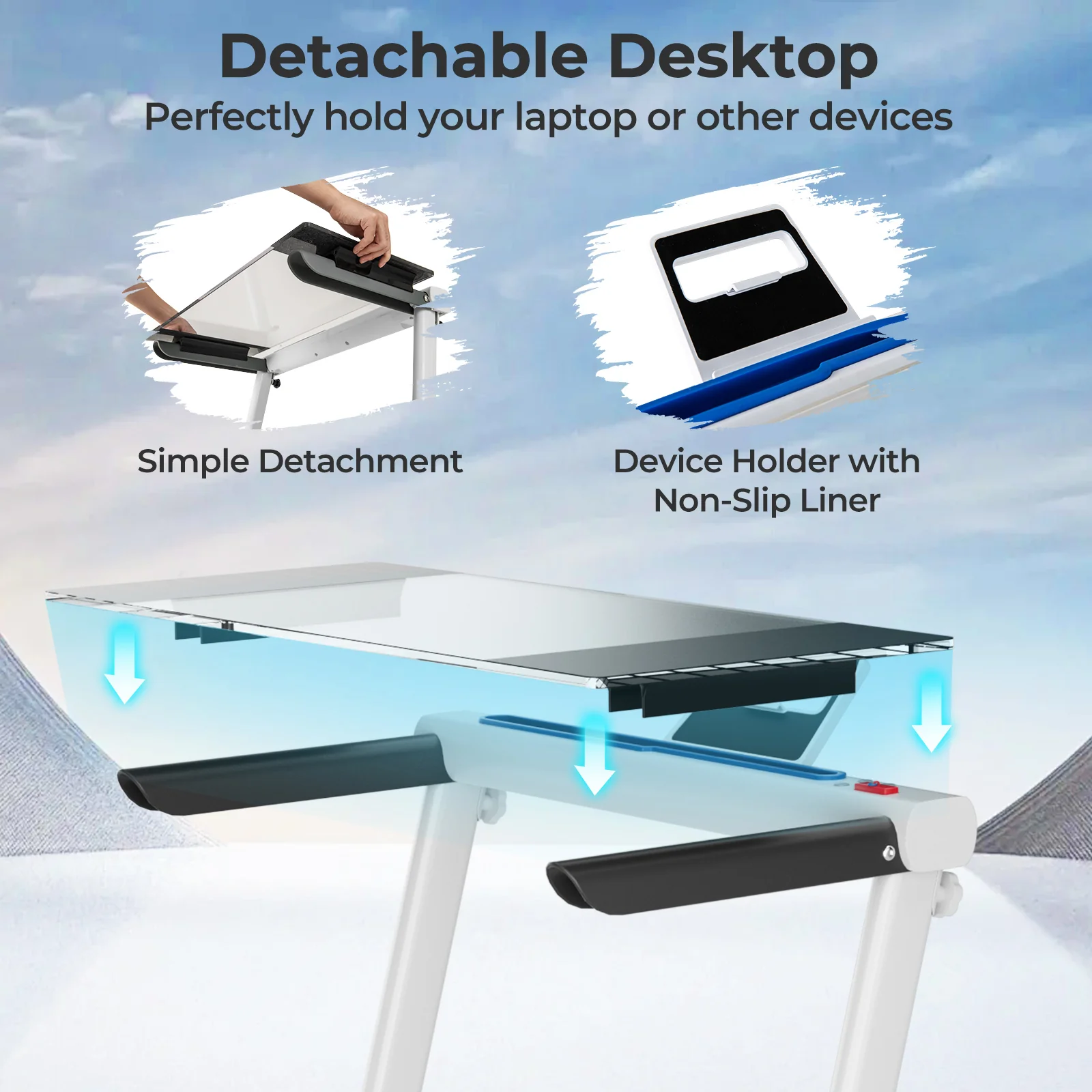 2.25HP 3-in-1 Folding Treadmill, White - Image 10
