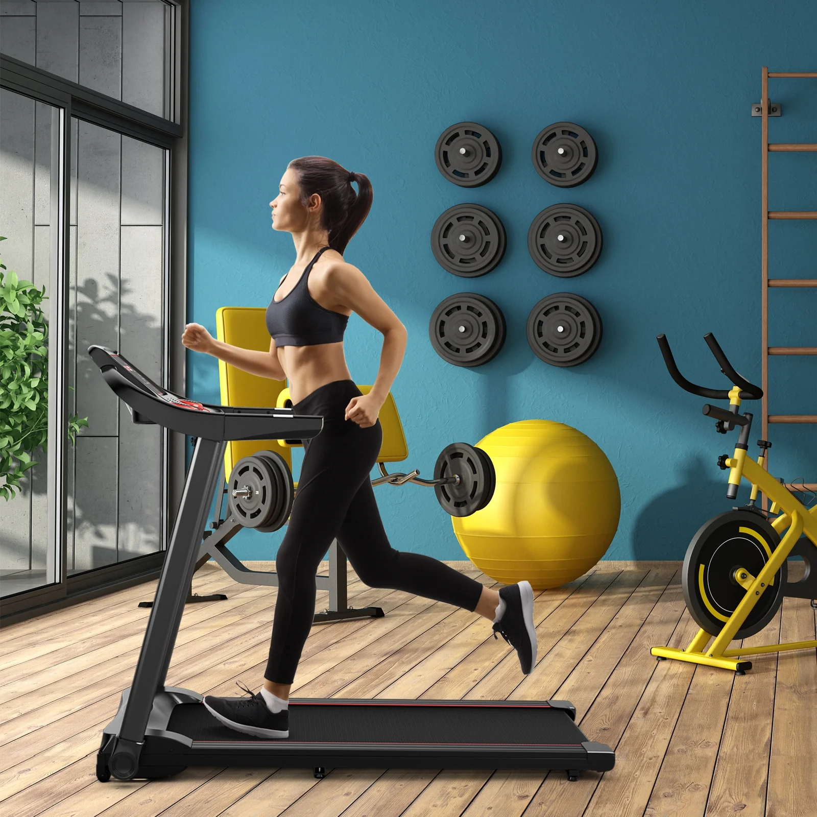2.25HP Electric Treadmill With Speaker, APP Control, Red - Image 2