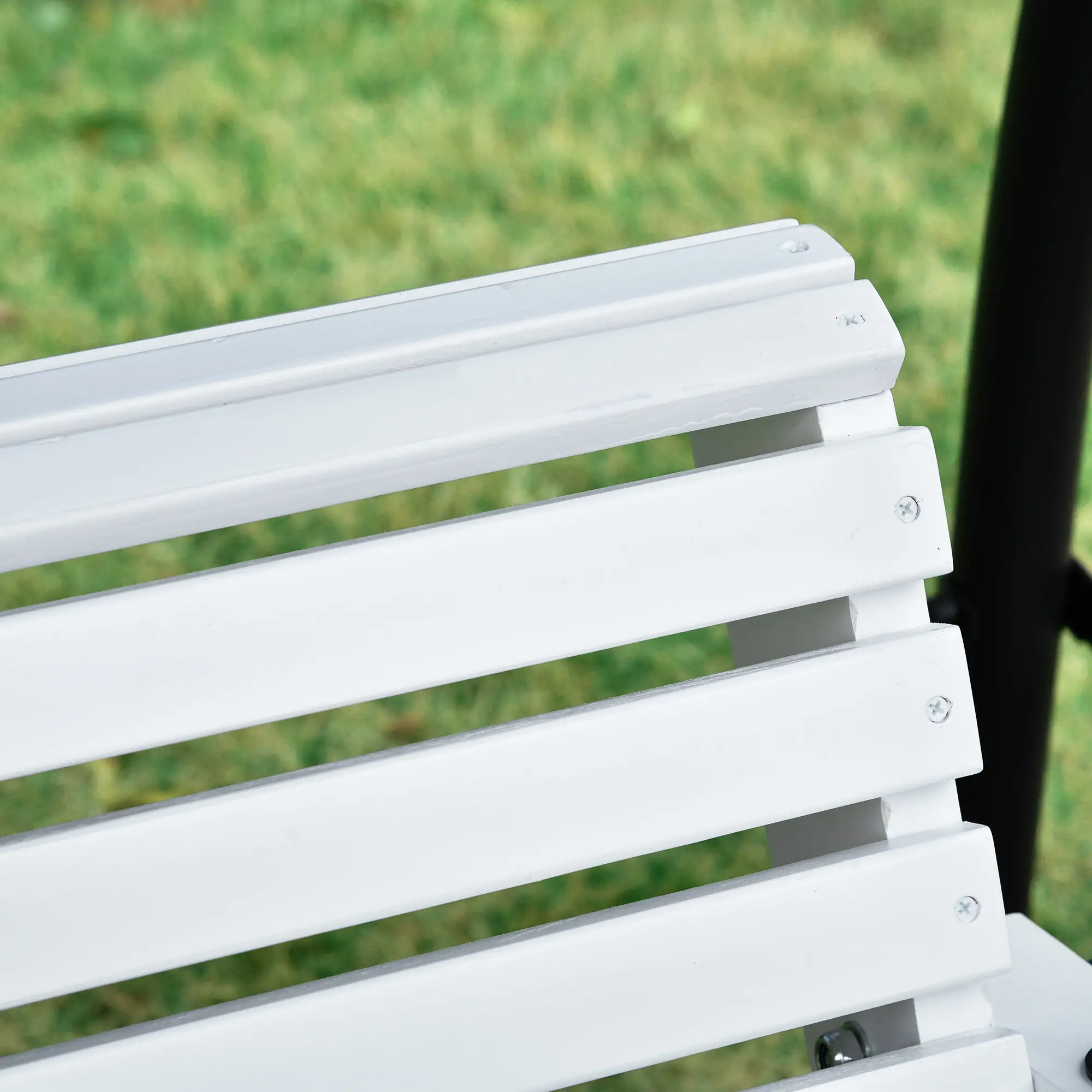 2-3 Seater Porch Swing, Wood Patio Chair with Table, Cup Holders, White - Image 9