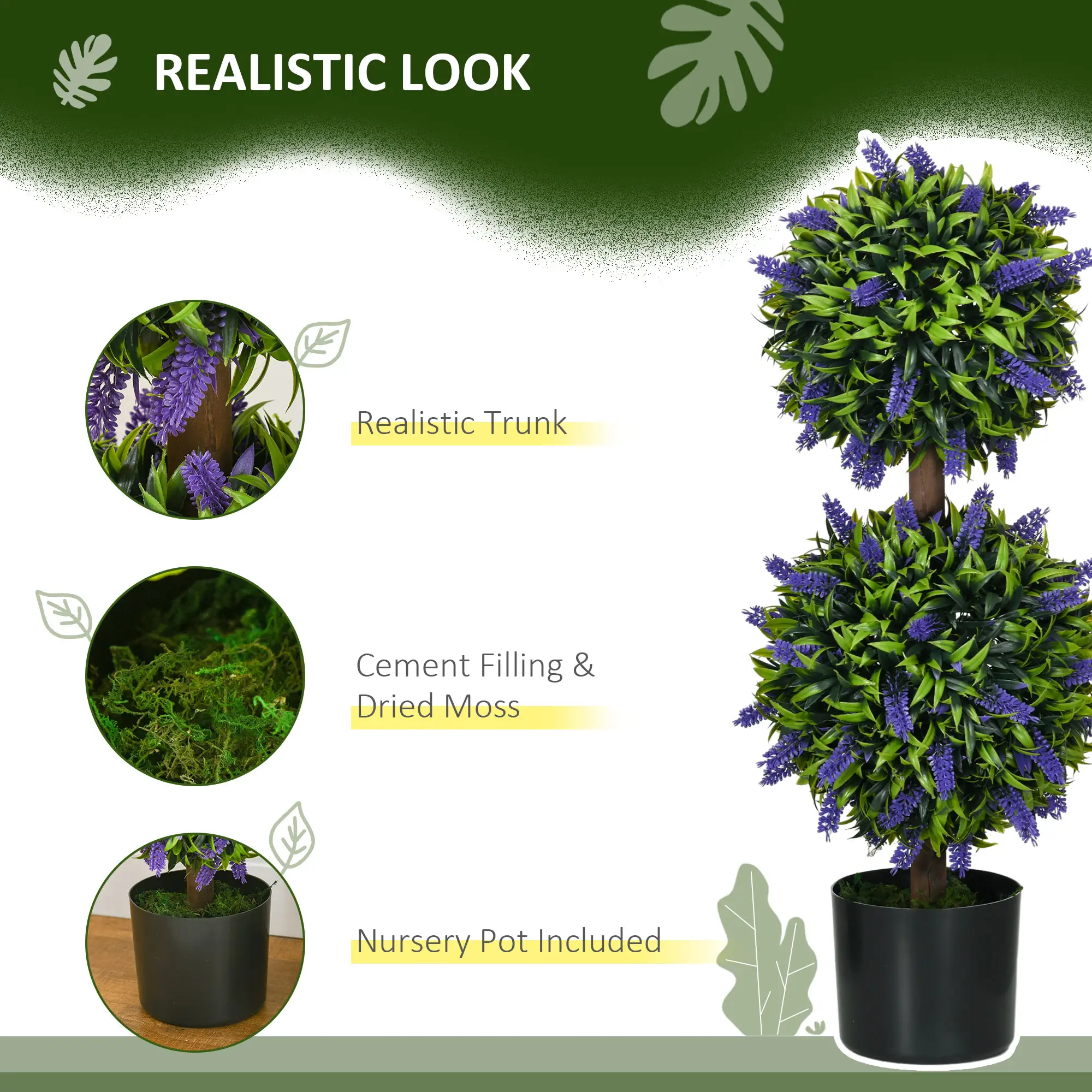 2.3ft Artificial Lavender Plants, Set of 2 with Pot, Indoor Outdoor Decor - Image 5