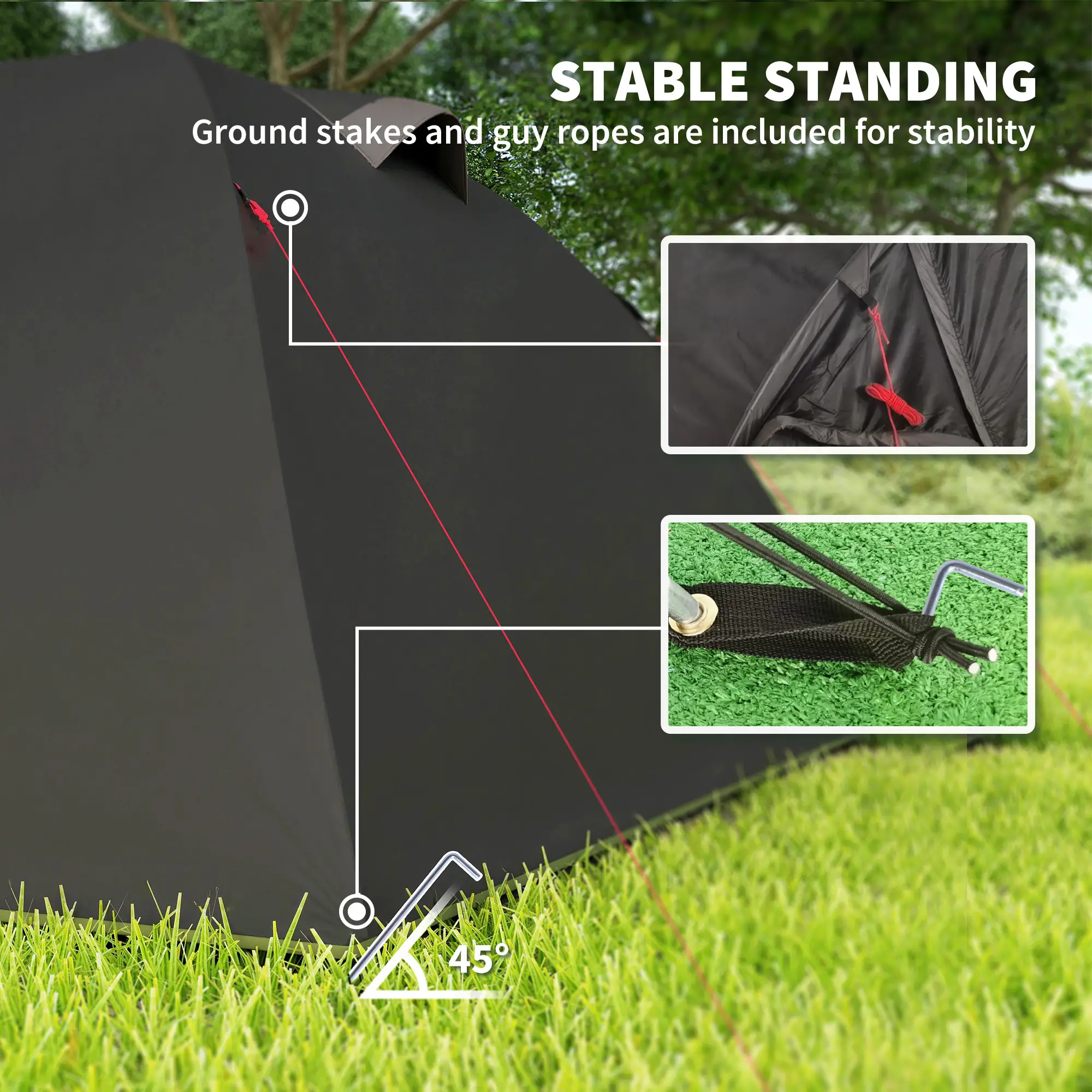 2-4 Man Camping Tent, 3000mm Waterproof, 2 Rooms, Sewn-in Groundsheet, 3 Doors - Image 6