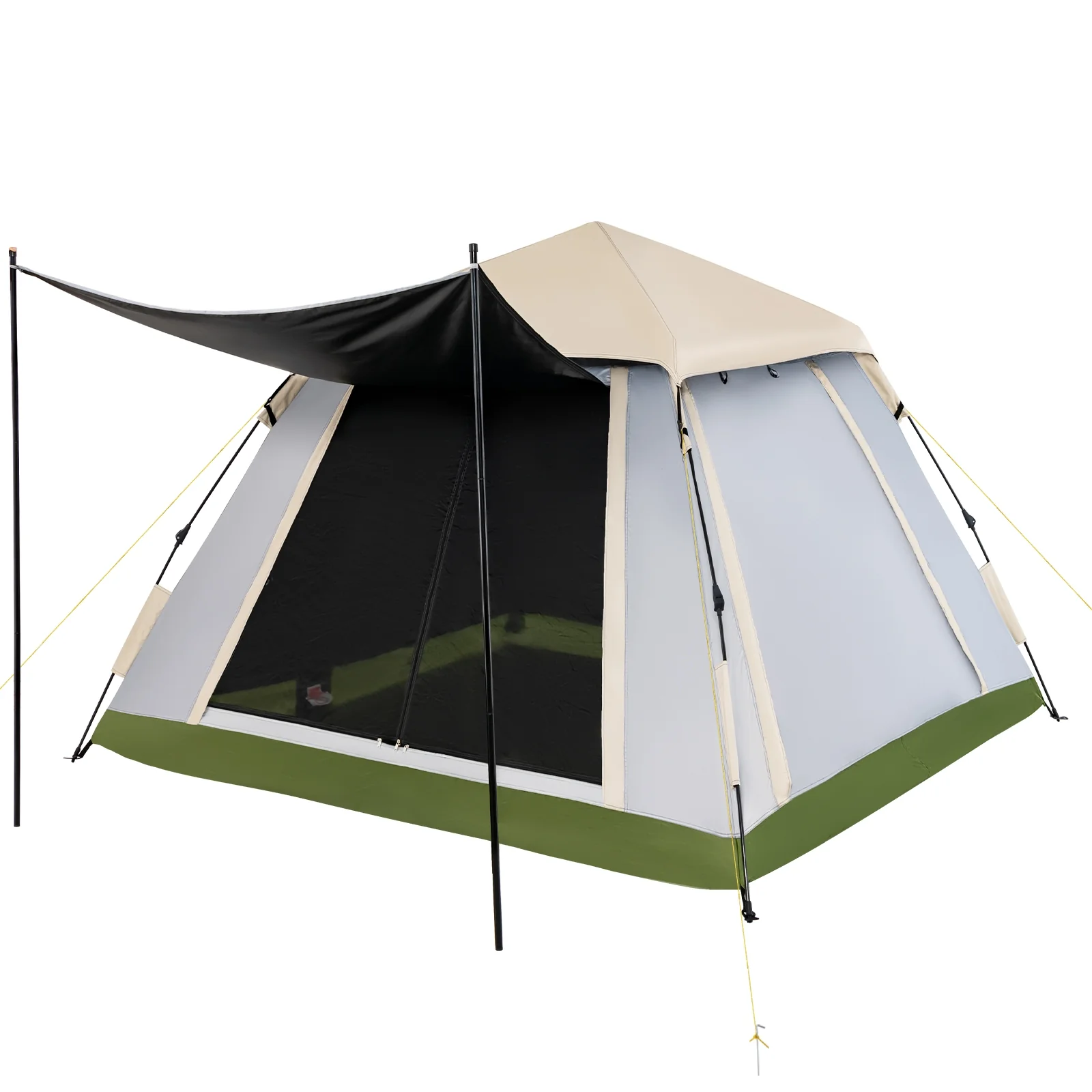 2-4 Person Pop-Up Camping Tent, Removable Rainfly, Beige - Image 4