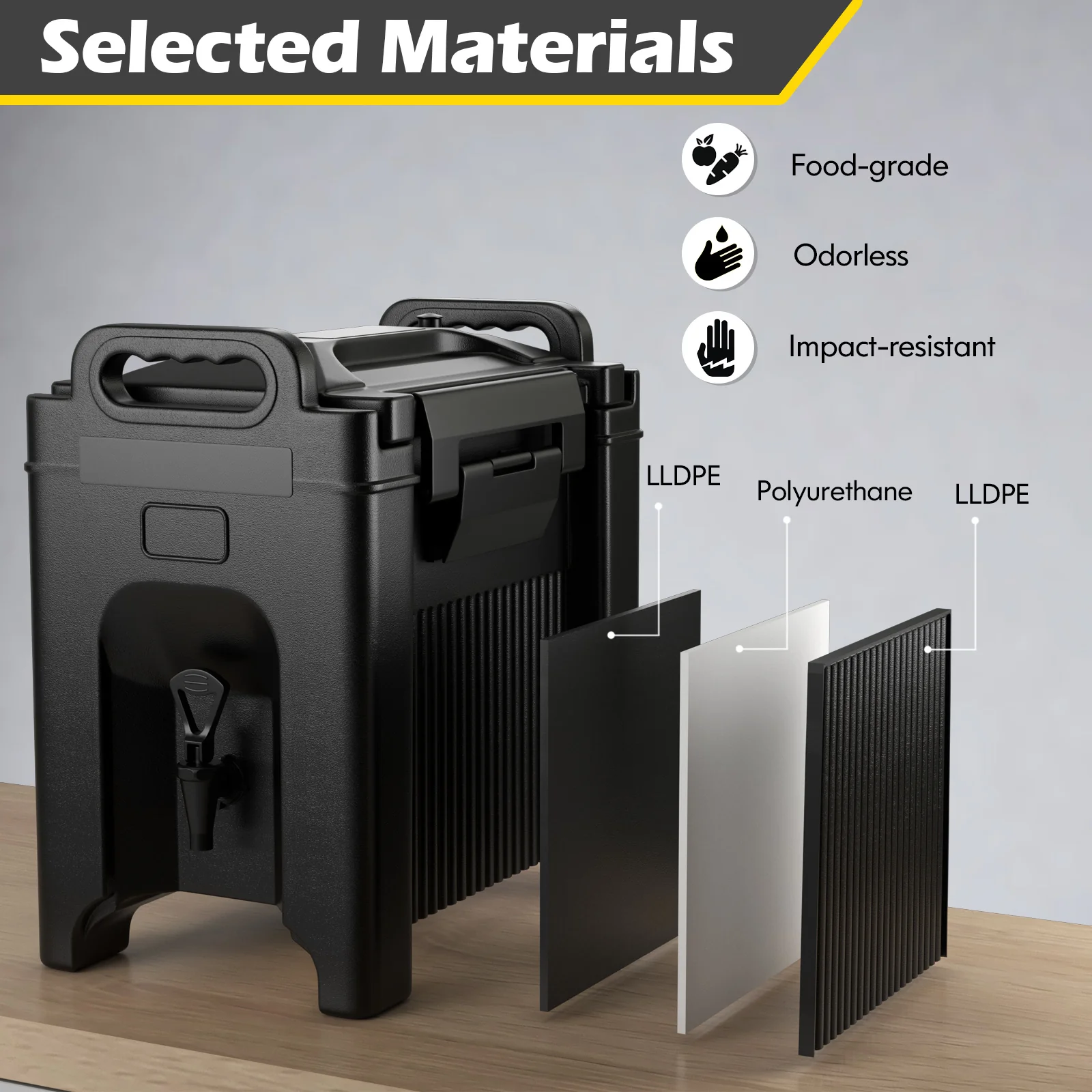 2.5 Gallon Insulated Beverage Dispenser, Black - Image 7