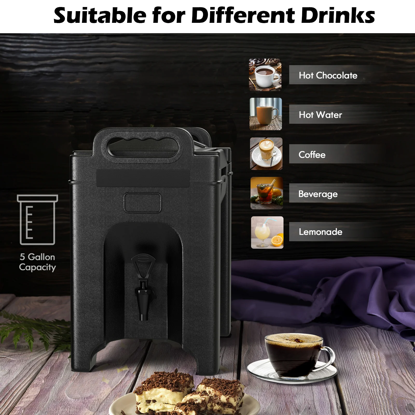 2.5 Gallon Insulated Beverage Dispenser, Black - Image 8