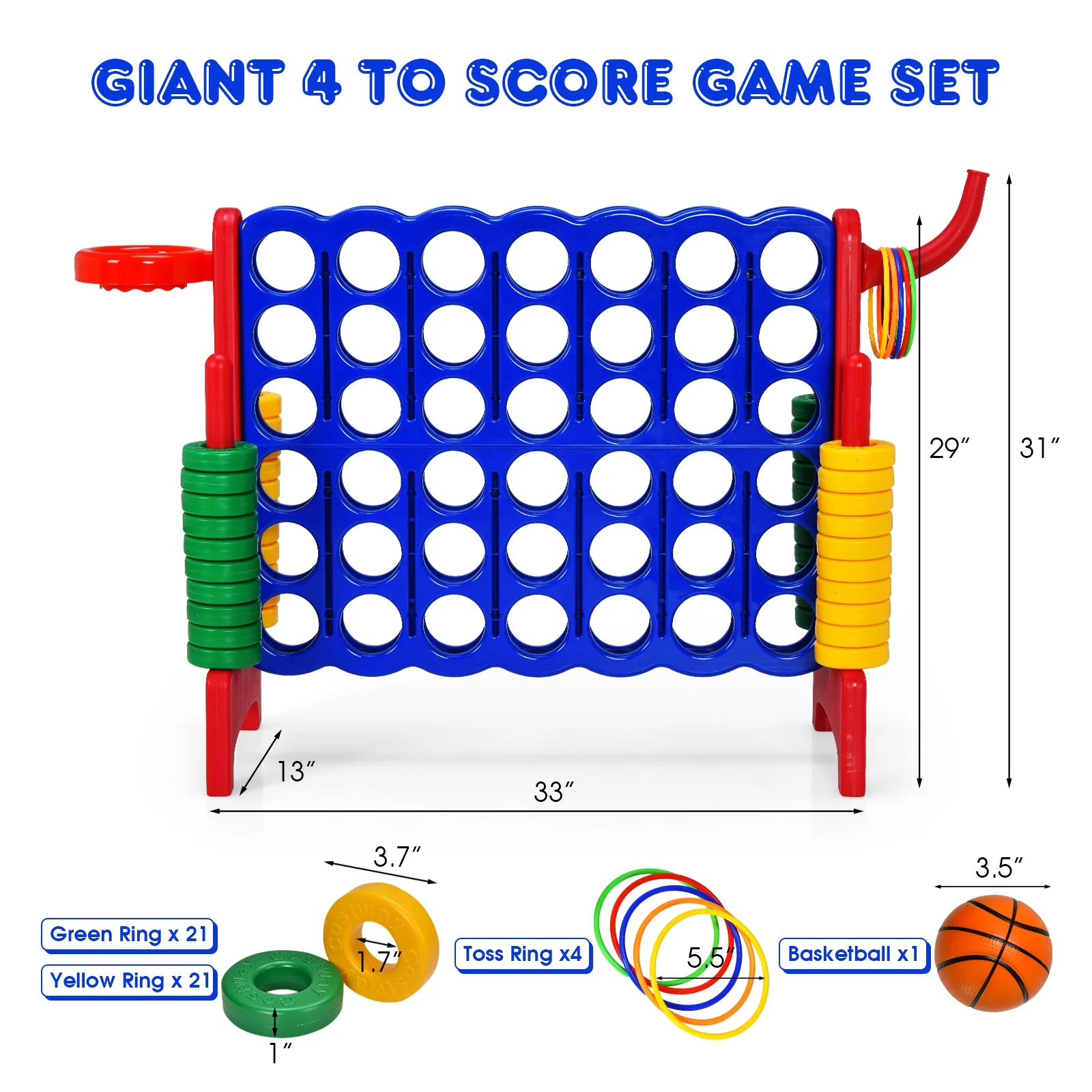 2.5ft Giant 4-To-Score Game Set, Red - Image 5