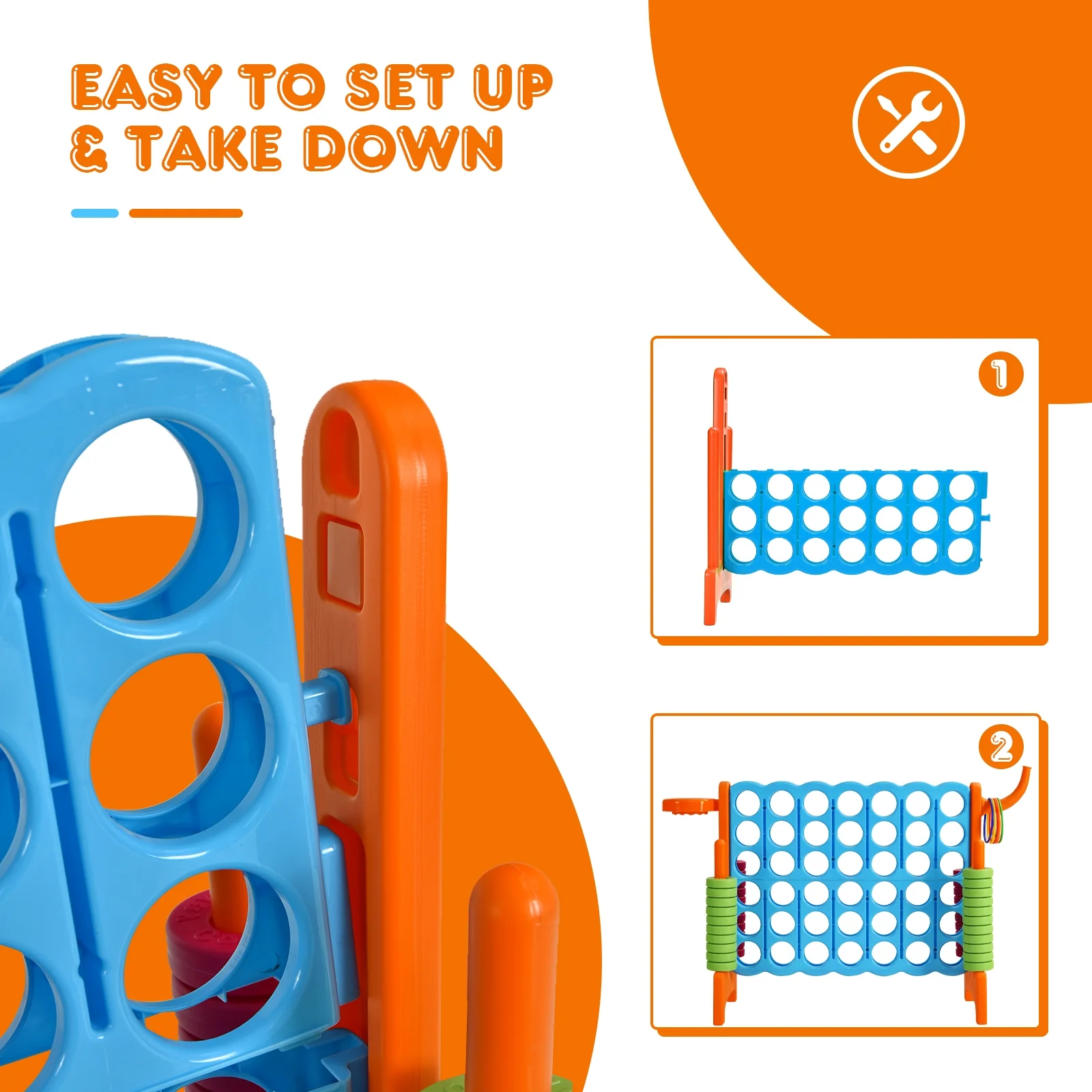 2.5ft Giant Game Set, 4-To-Score, Orange - Image 6