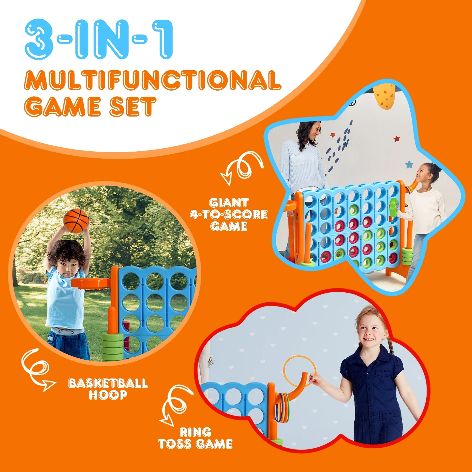 2.5ft Giant Game Set, 4-To-Score, Orange - Image 8