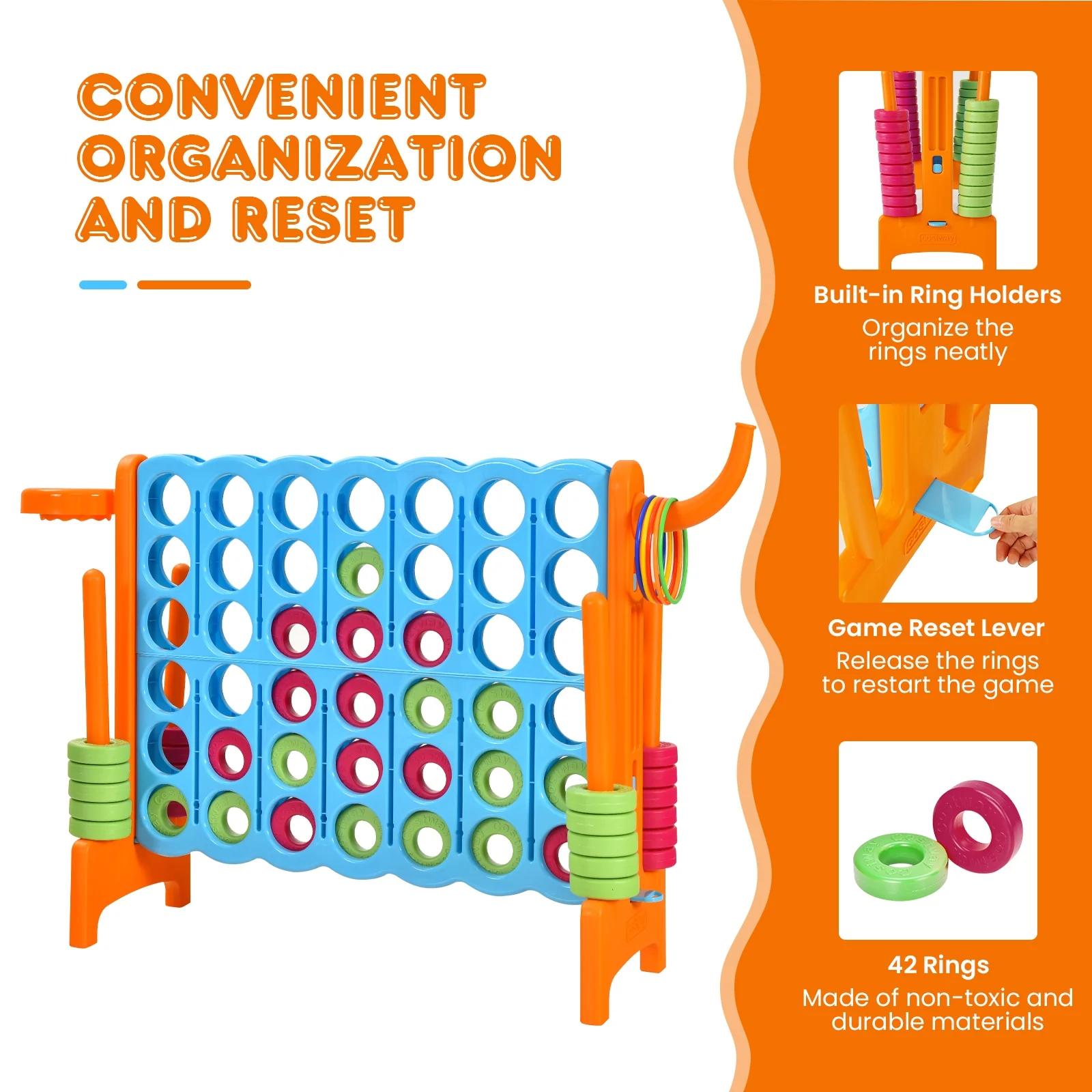 2.5ft Giant Game Set, 4-To-Score, Orange - Image 9
