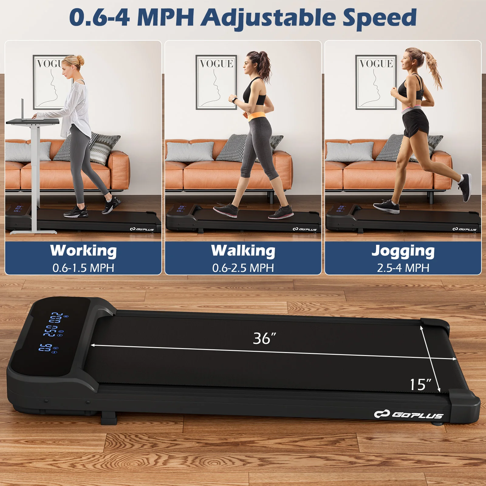 2.5HP Under Desk Treadmill, Remote Control, 3 Modes, Black - Image 5