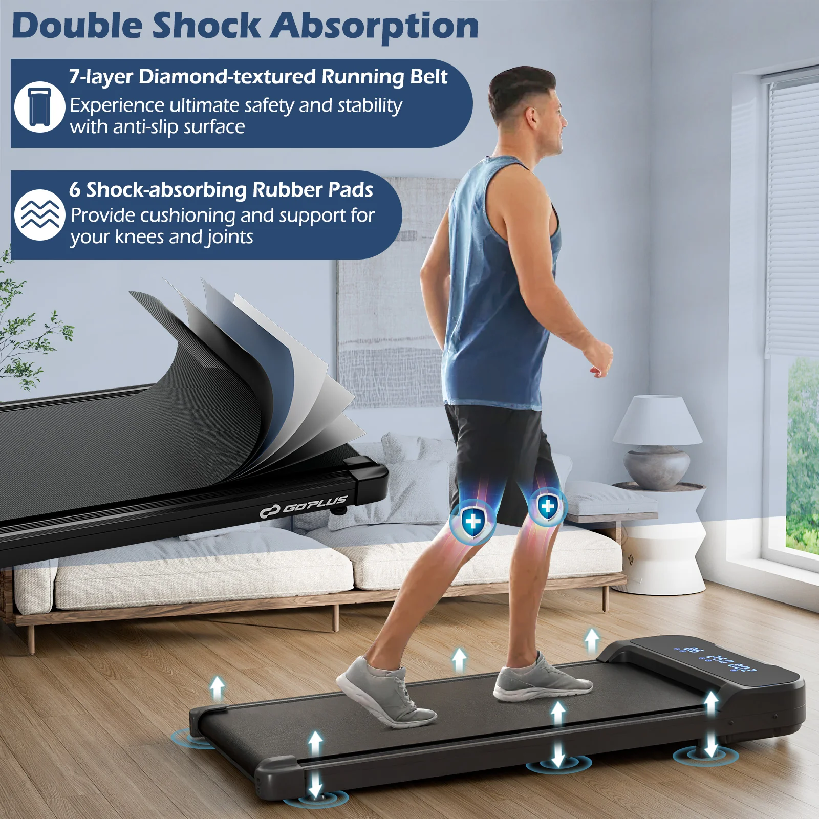 2.5HP Under Desk Treadmill, Remote Control, 3 Modes, Black - Image 6