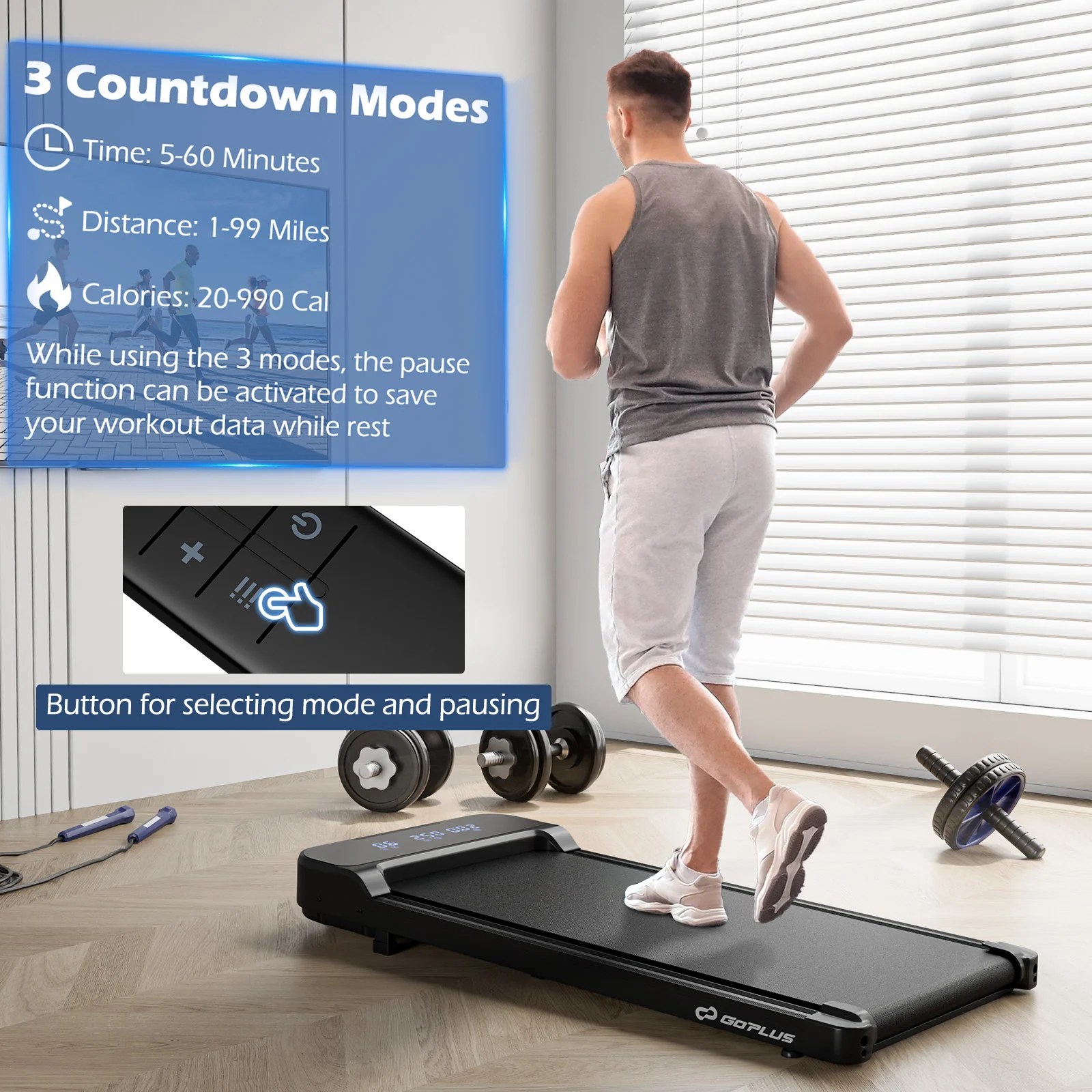 2.5HP Under Desk Treadmill, Remote Control, 3 Modes, Black - Image 7
