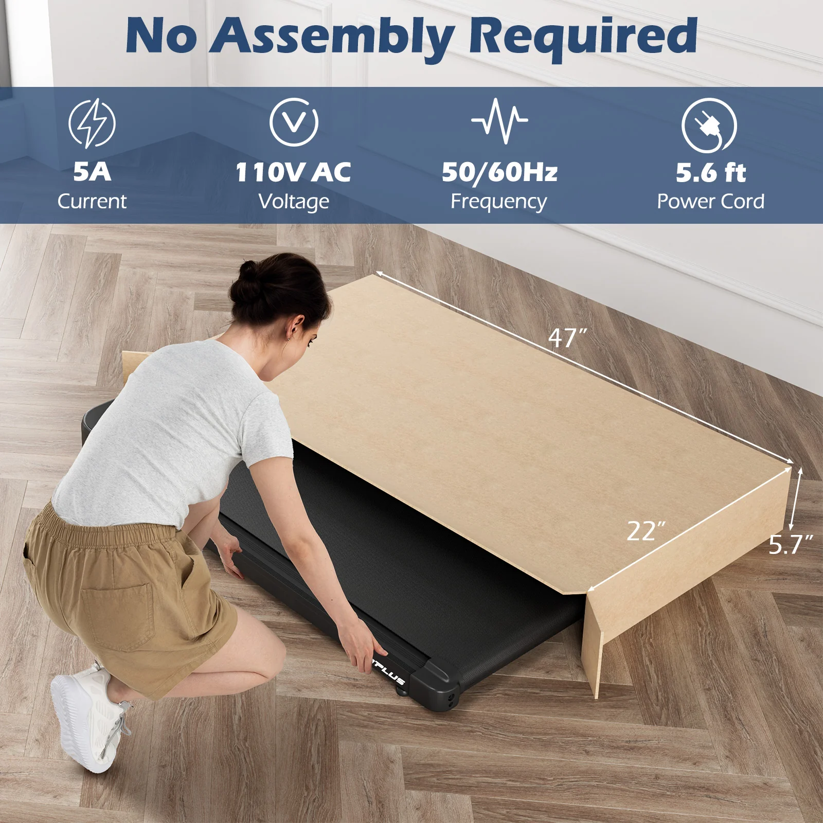 2.5HP Under Desk Treadmill, Remote Control, 3 Modes, Black - Image 8