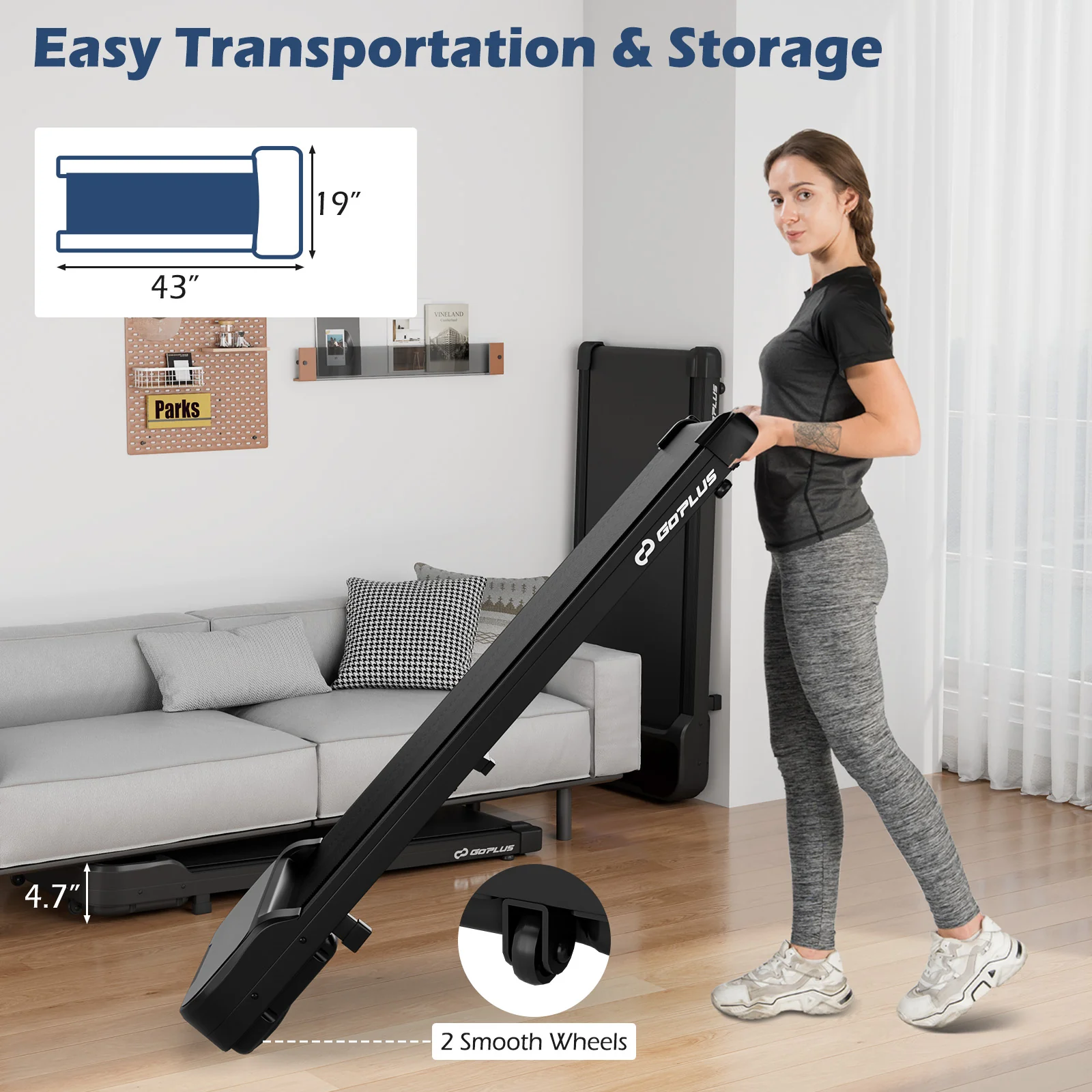 2.5HP Under Desk Treadmill, Remote Control, 3 Modes, Black - Image 9