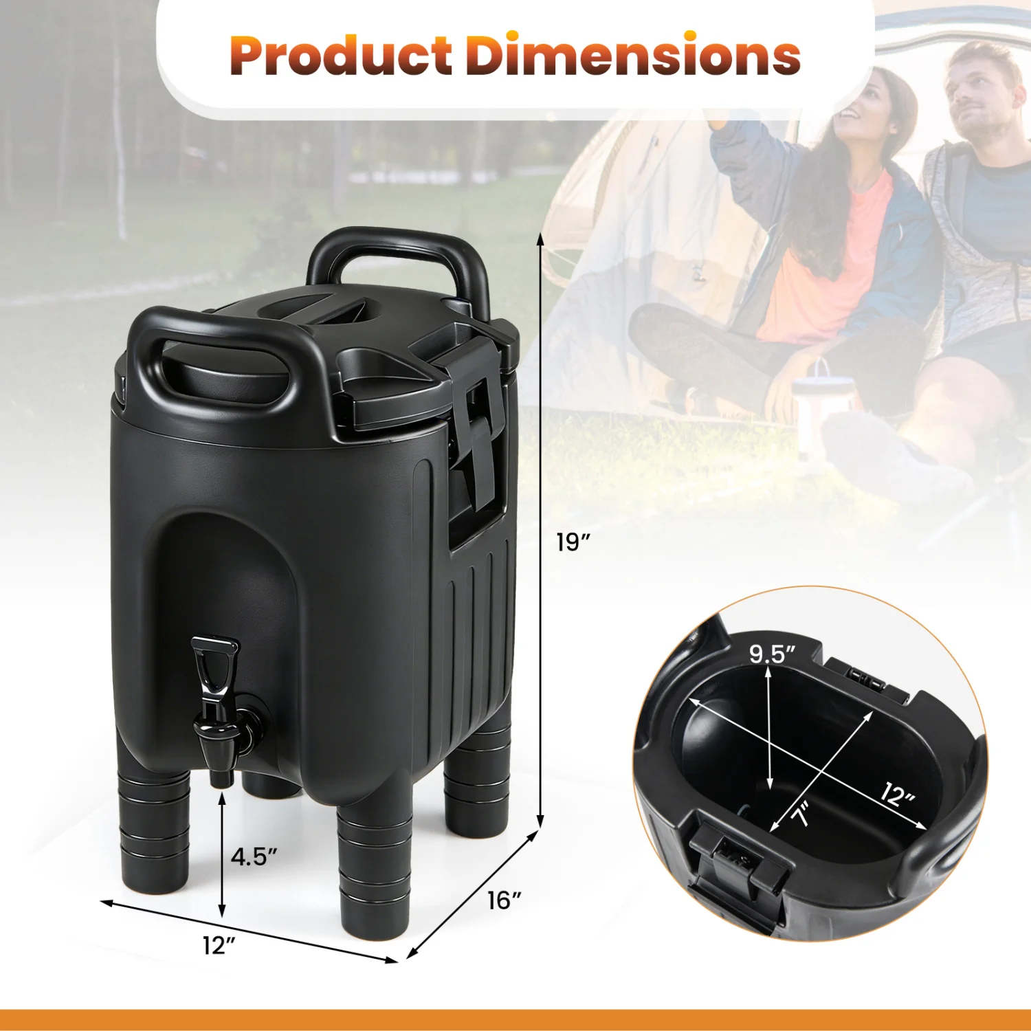 2.6 Gal Insulated Beverage Dispensers, Set of 4, Black - Image 3