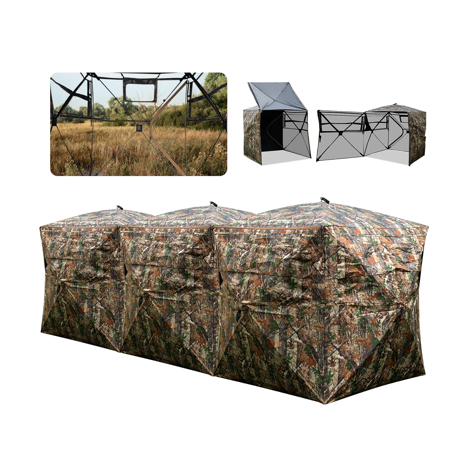 2-6 Person Side-by-Side Hunting Blinds Double One-way See-through Ground Blinds - Image 3