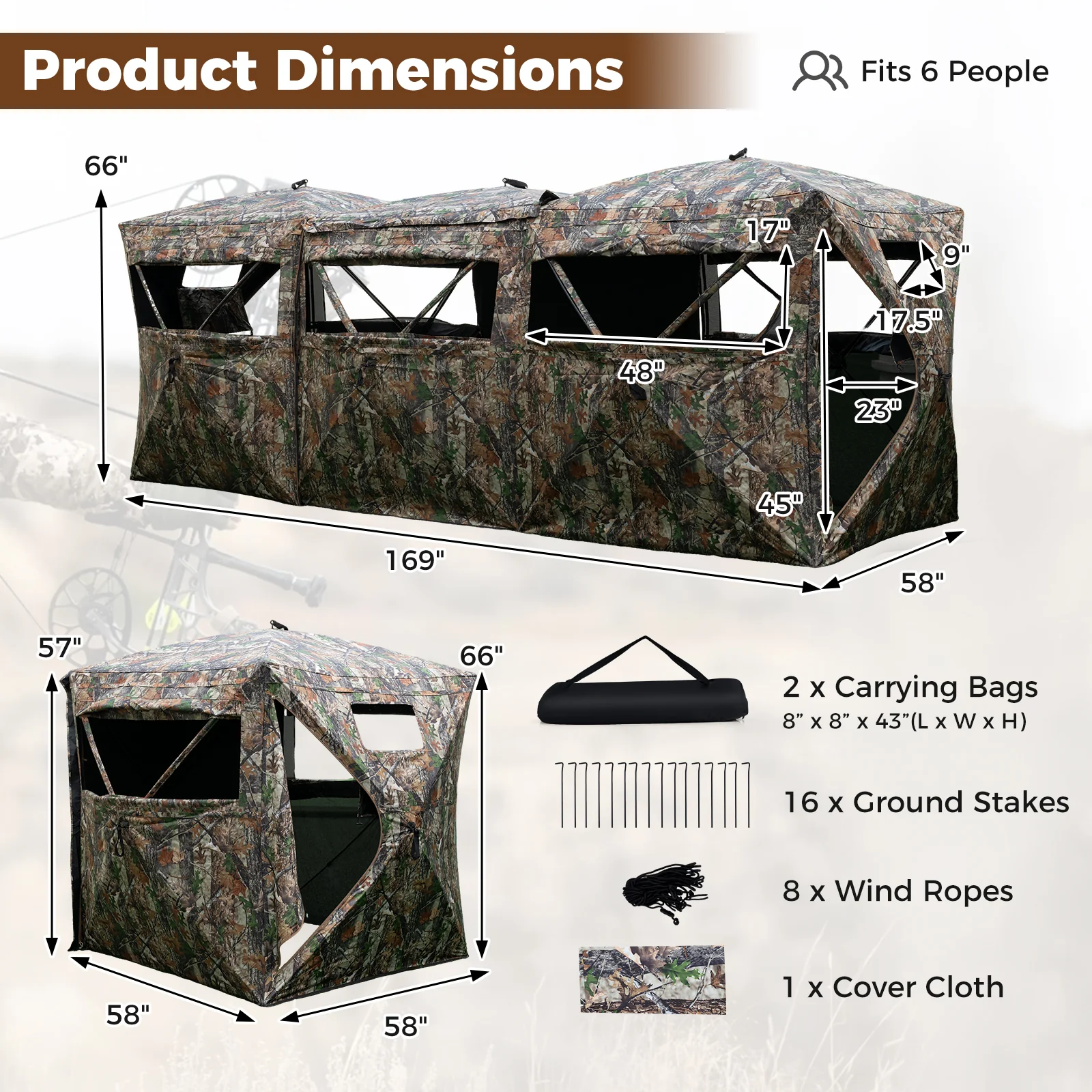 2-6 Person Side-by-Side Hunting Blinds Double One-way See-through Ground Blinds - Image 4