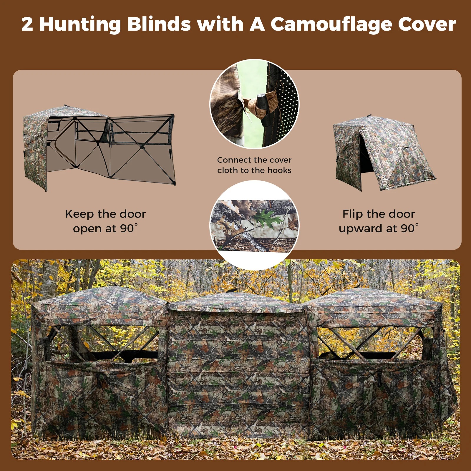 2-6 Person Side-by-Side Hunting Blinds Double One-way See-through Ground Blinds - Image 6
