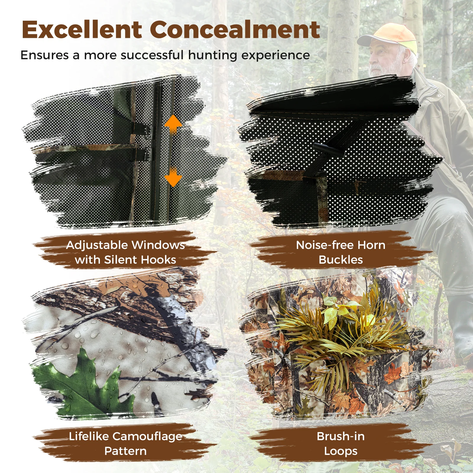2-6 Person Side-by-Side Hunting Blinds Double One-way See-through Ground Blinds - Image 7