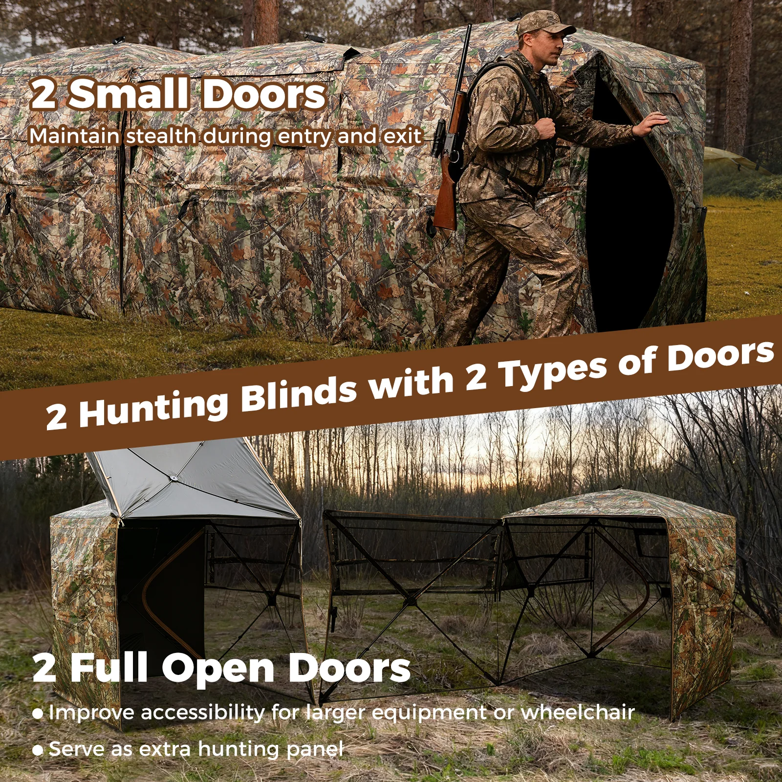 2-6 Person Side-by-Side Hunting Blinds Double One-way See-through Ground Blinds - Image 8