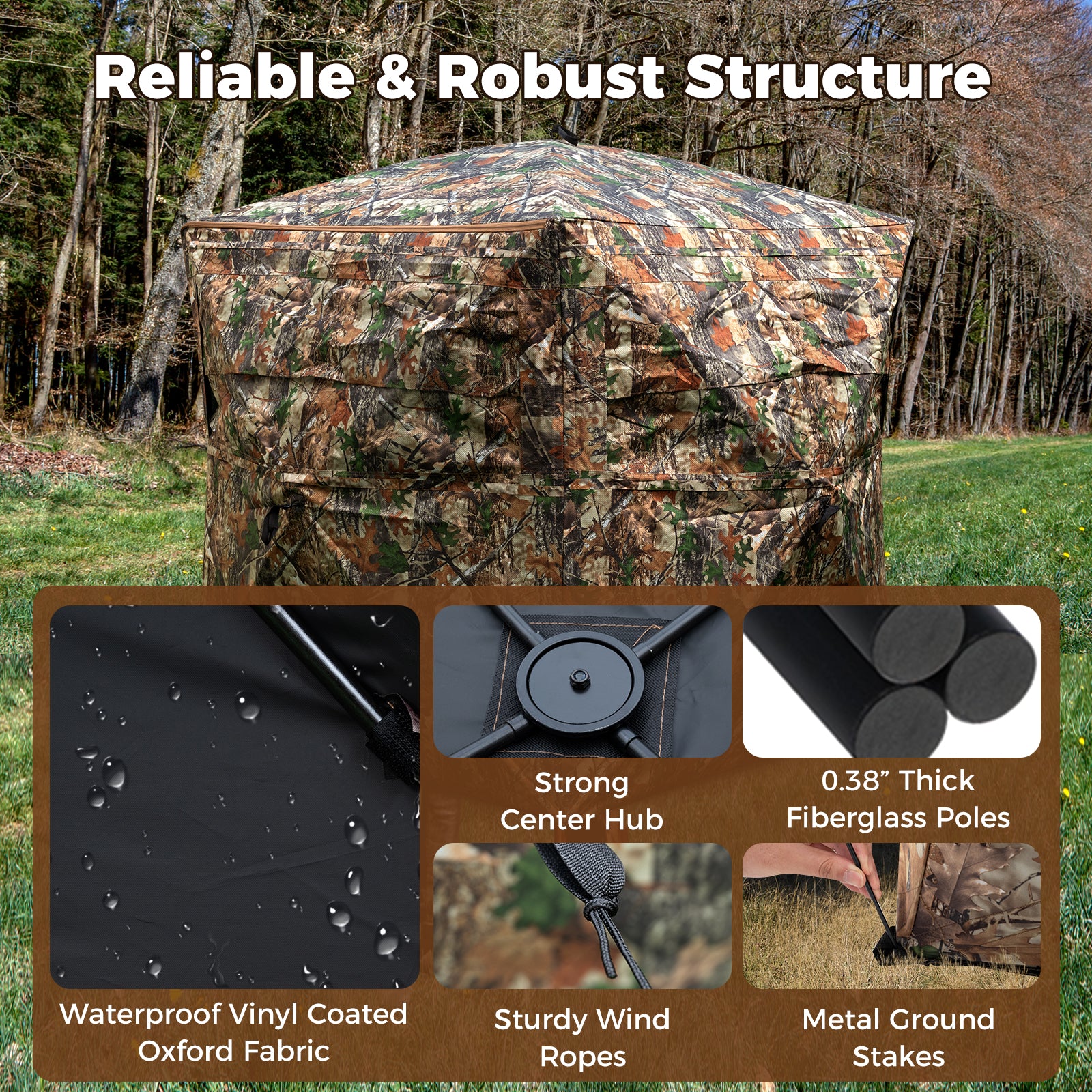 2-6 Person Side-by-Side Hunting Blinds Double One-way See-through Ground Blinds - Image 9