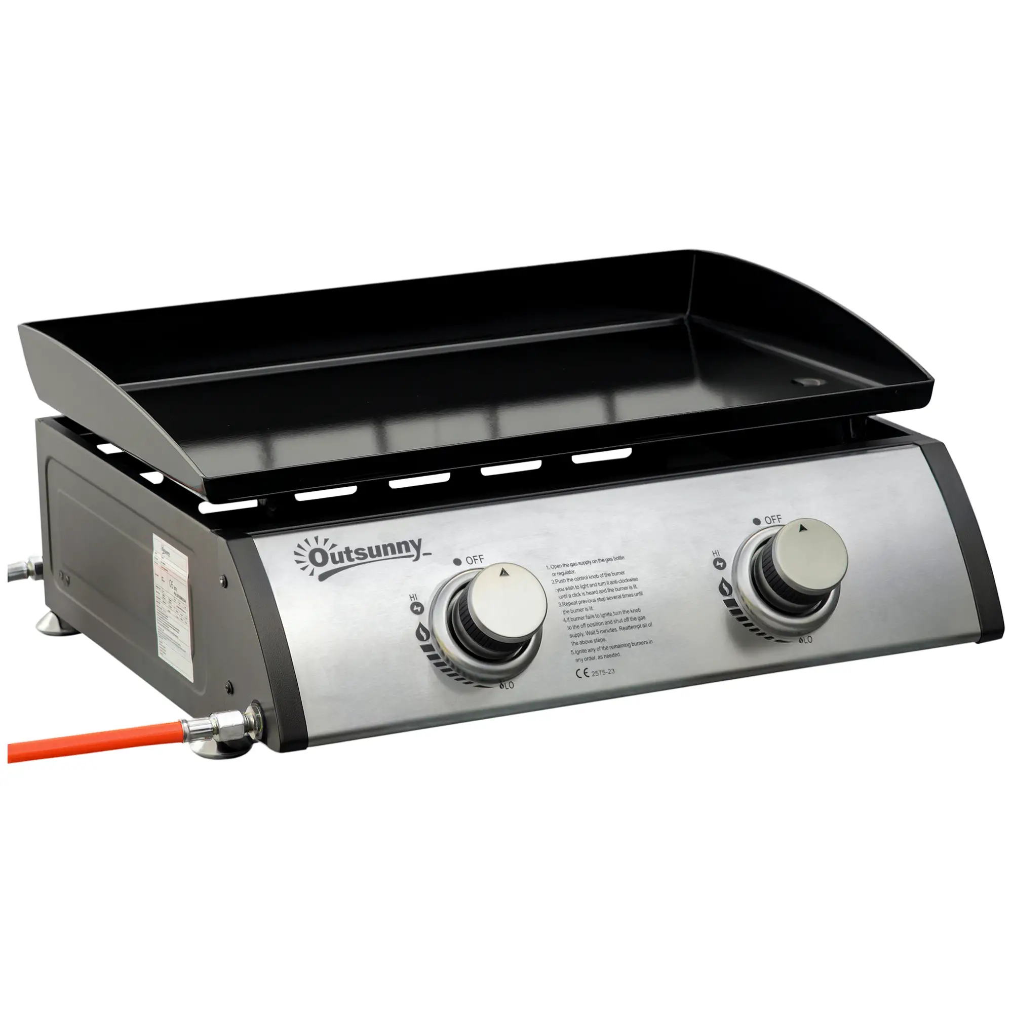 2 Burner Portable Tabletop Gas Grill, For Camping Picnic, Silver - Image 11