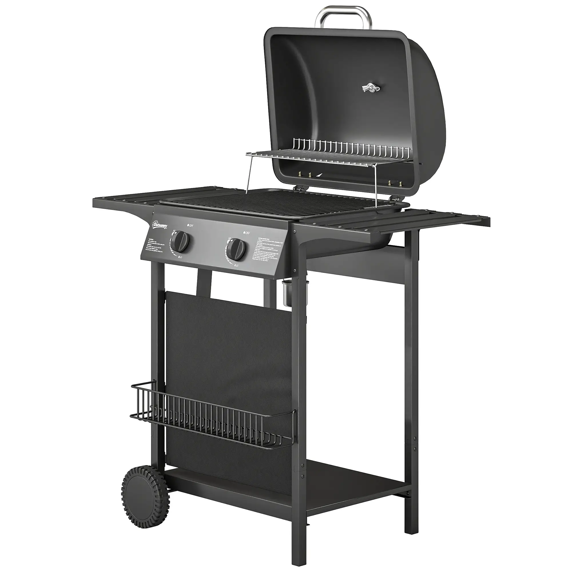 2-Burner Propane Gas Grill, 18000 BTU, Black
