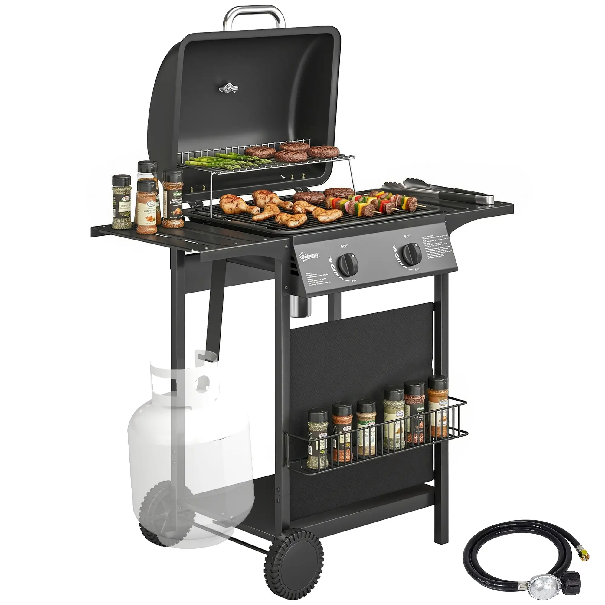 2-Burner Propane Gas Grill, 18000 BTU, Black - Image 10