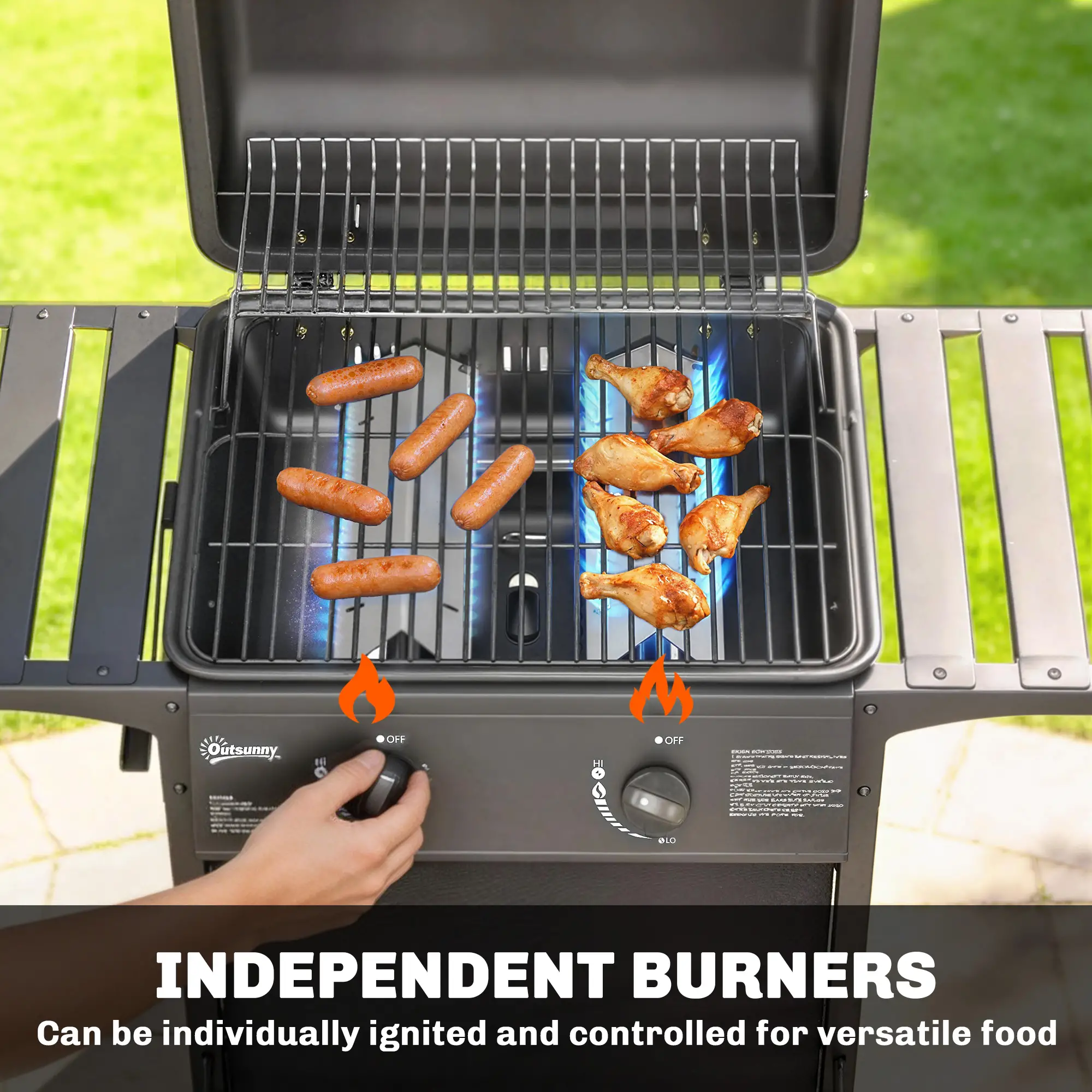 2-Burner Propane Gas Grill, 18000 BTU, Black - Image 4