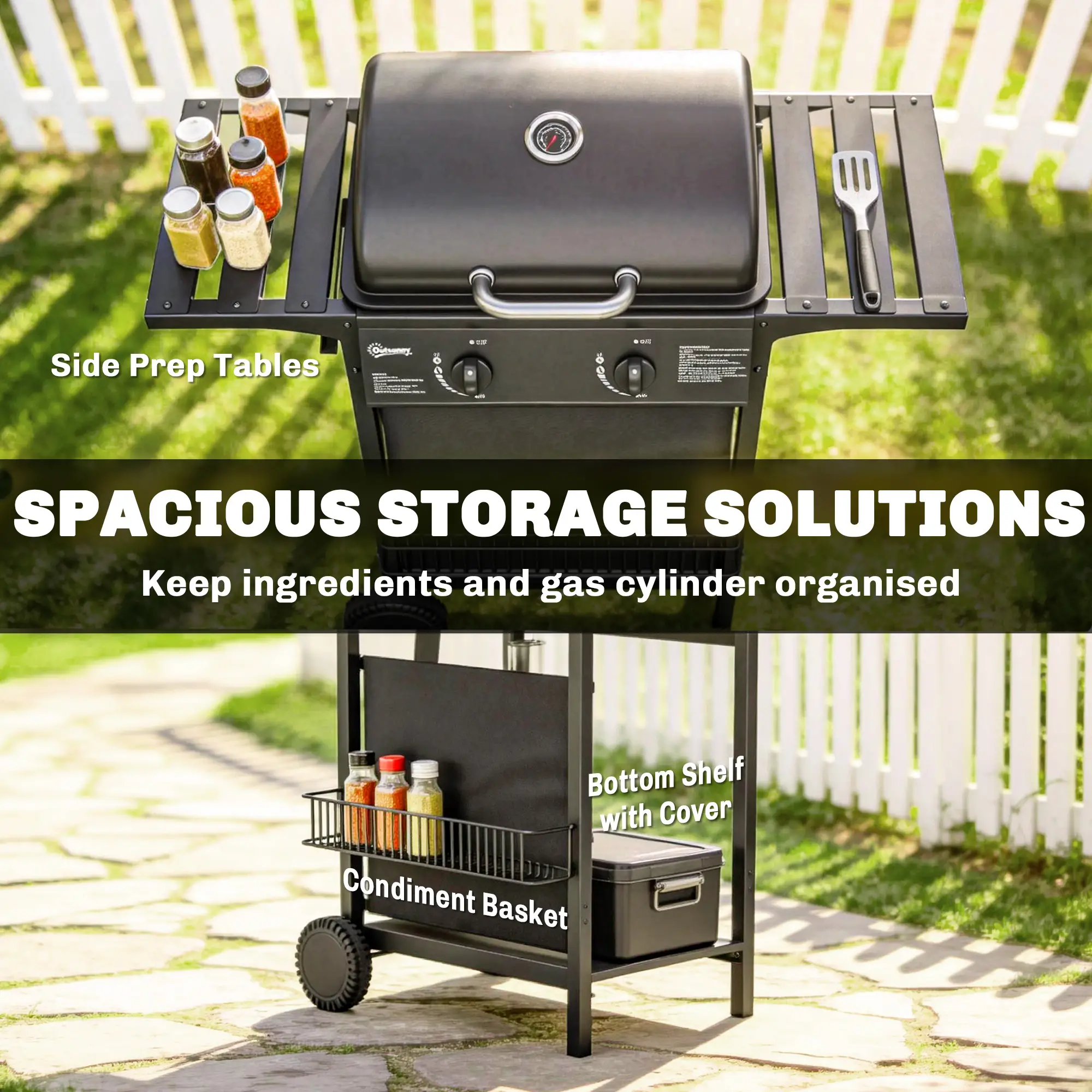 2-Burner Propane Gas Grill, 18000 BTU, Black - Image 6