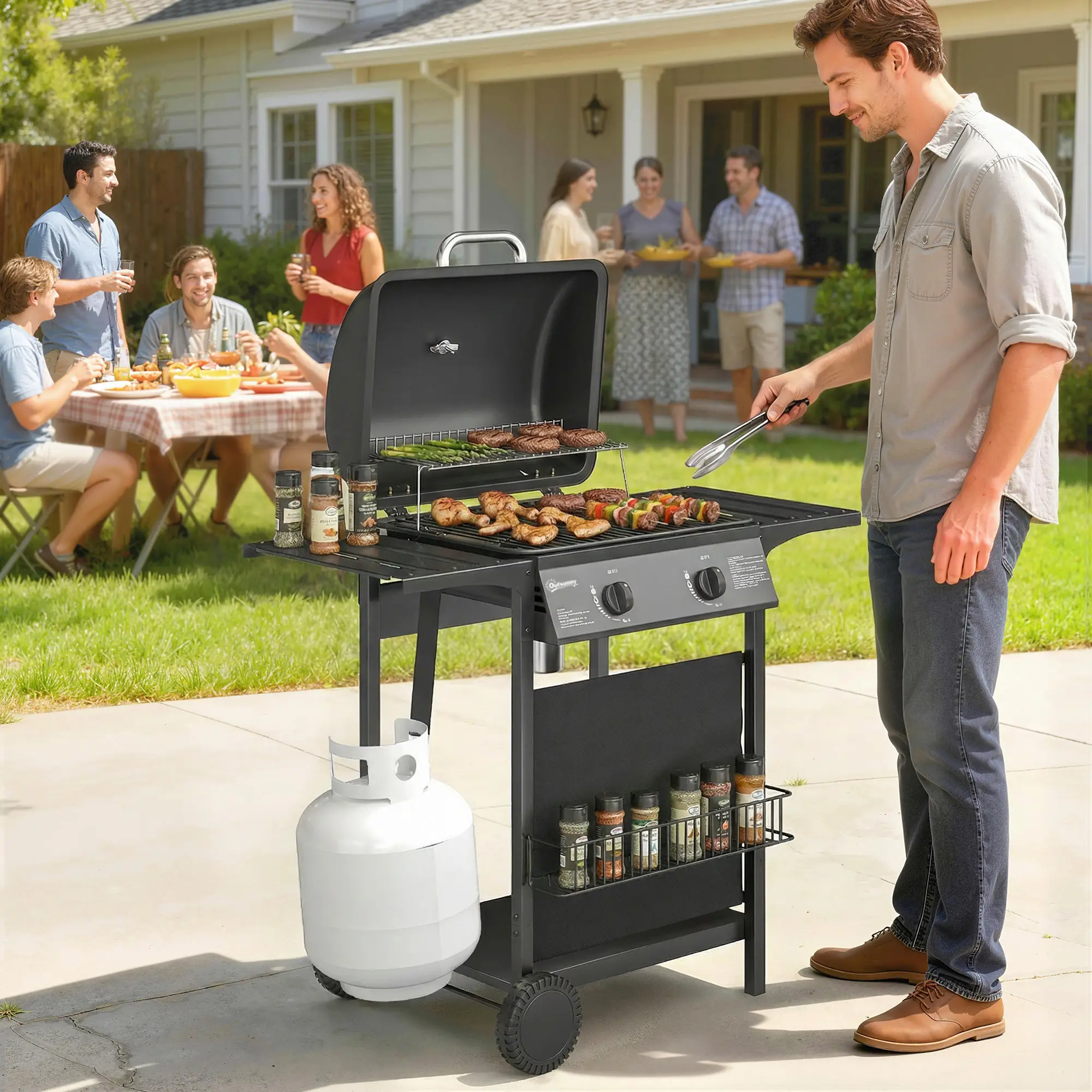 2-Burner Propane Gas Grill, 18000 BTU, Black - Image 7