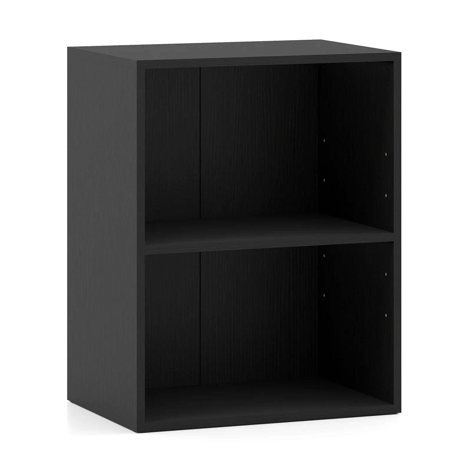 2-Cube Bookcase Floor Standing Open Bookshelf with 5-Position Adjustable Shelf, Black