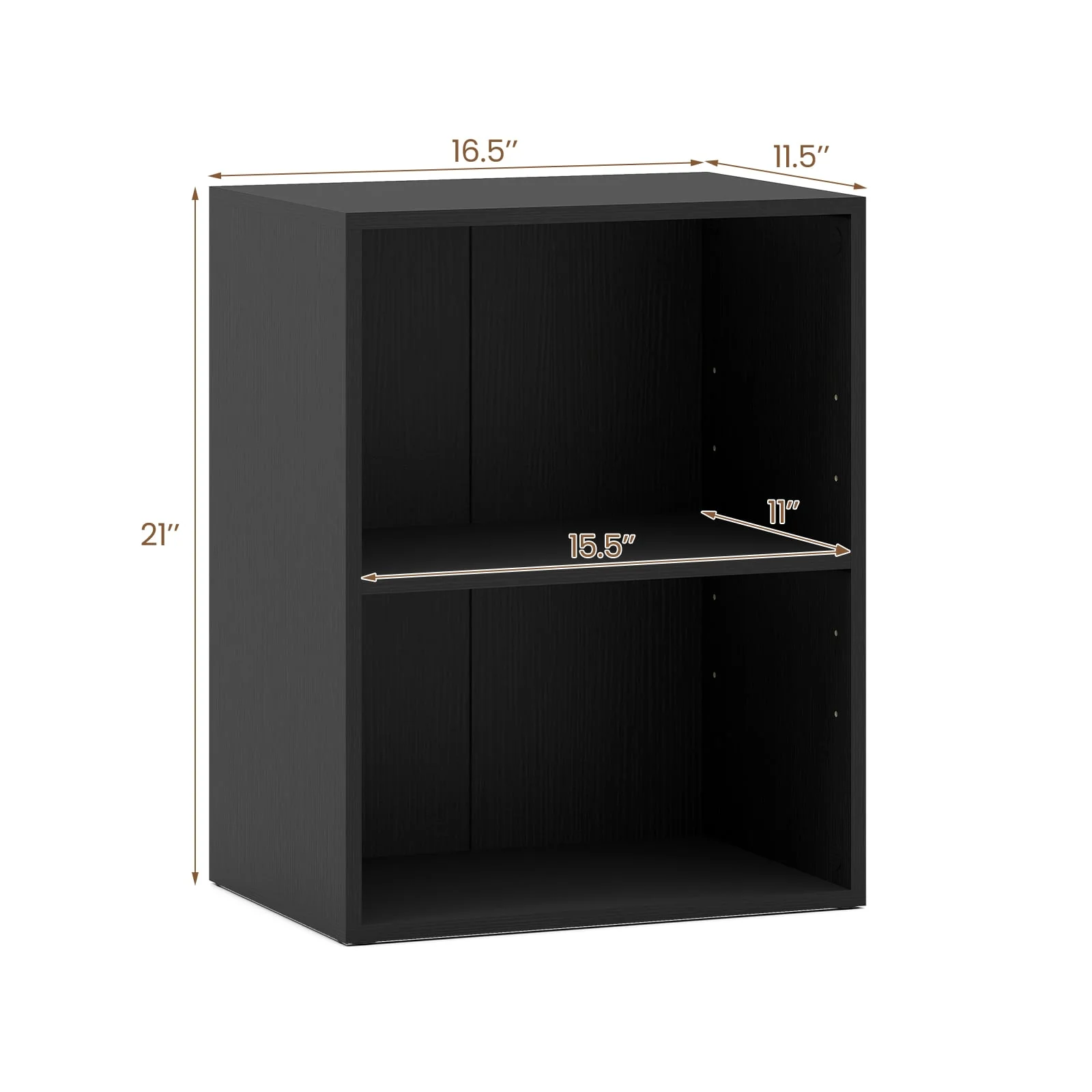 2-Cube Bookcase Floor Standing Open Bookshelf with 5-Position Adjustable Shelf, Black - Image 6