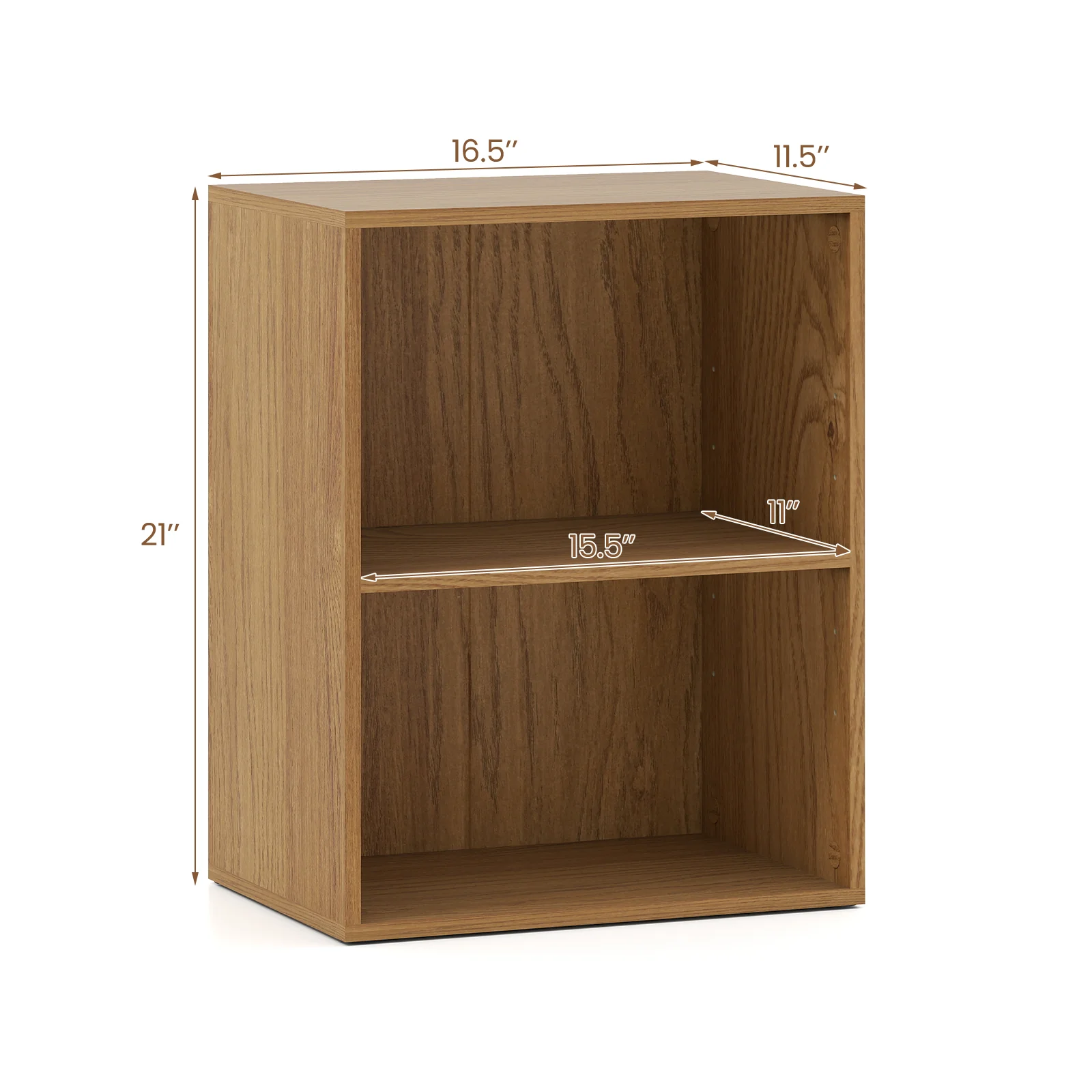 2-Cube Bookcase Floor Standing Open Bookshelf with 5-Position Adjustable Shelf, Natural - Image 6