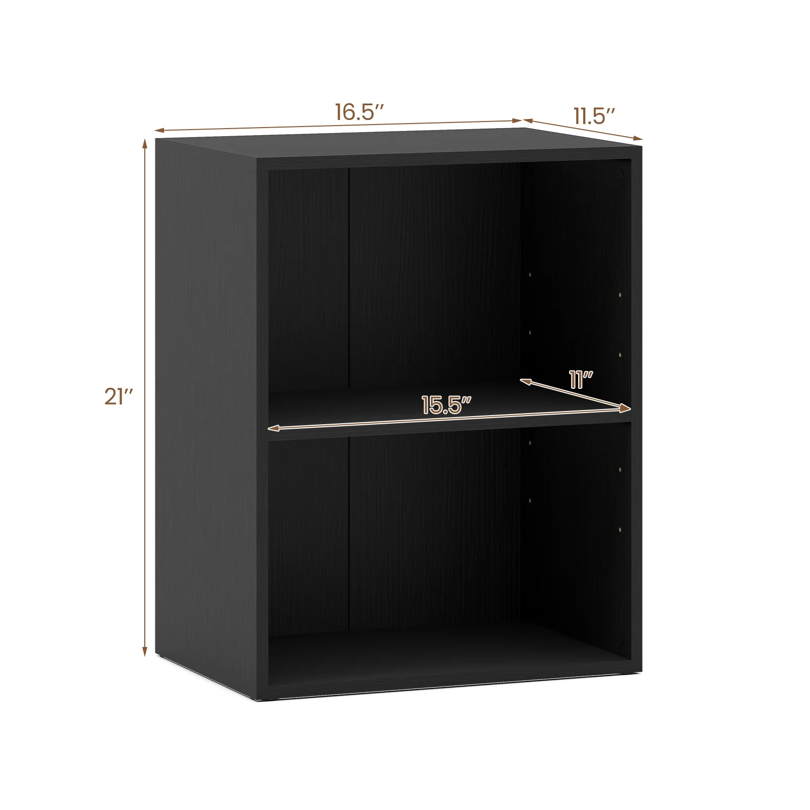 2-Cube Bookcase Set of 2 Floor Standing Open Bookshelf w/ 5-Position Adjustable Shelf, Black - Image 6
