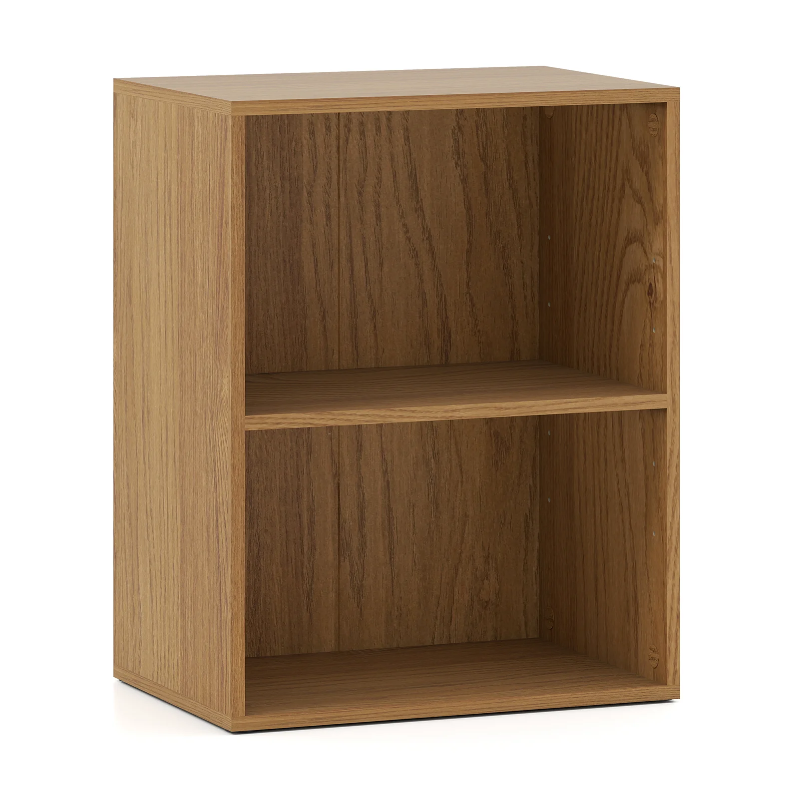 2-Cube Bookcase Set of 2 Floor Standing Open Bookshelf w/ 5-Position Adjustable Shelf, Natural - Image 9