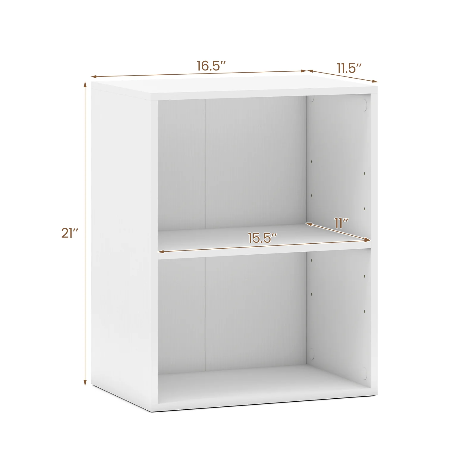 2-Cube Bookcase Set of 2 Floor Standing Open Bookshelf w/ 5-Position Adjustable Shelf, White - Image 6