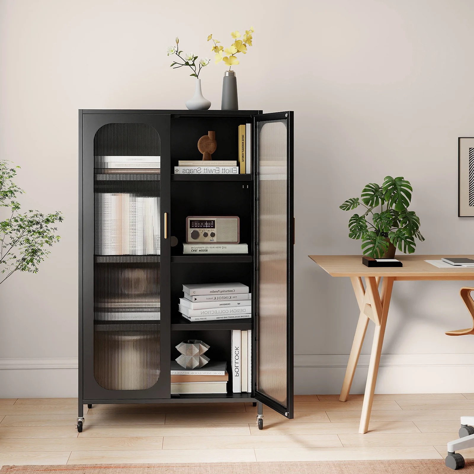 2-Door Metal Storage Cabinet 5-Tier with Adjustable Shelves, Black - Image 3