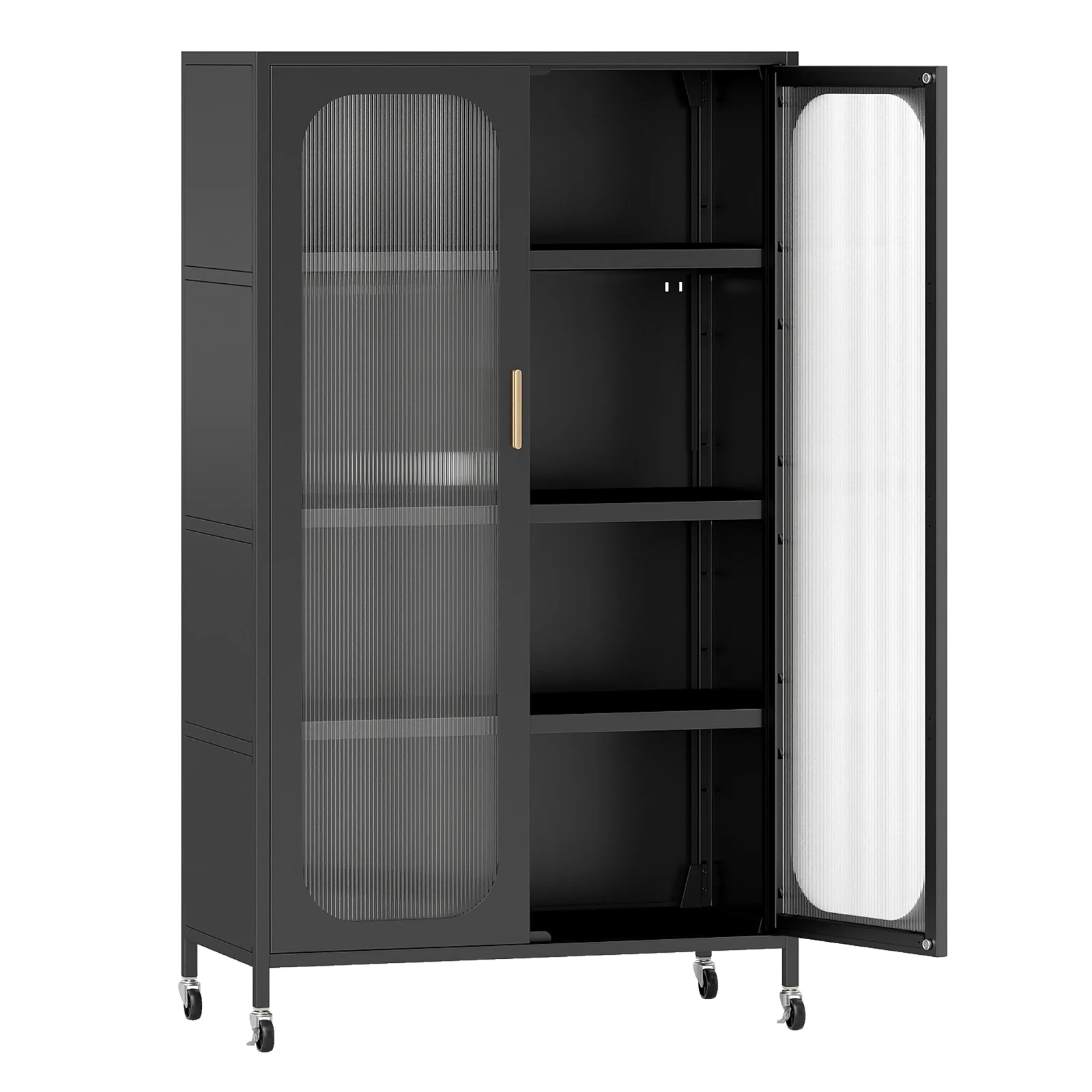 2-Door Metal Storage Cabinet 5-Tier with Adjustable Shelves, Black - Image 4