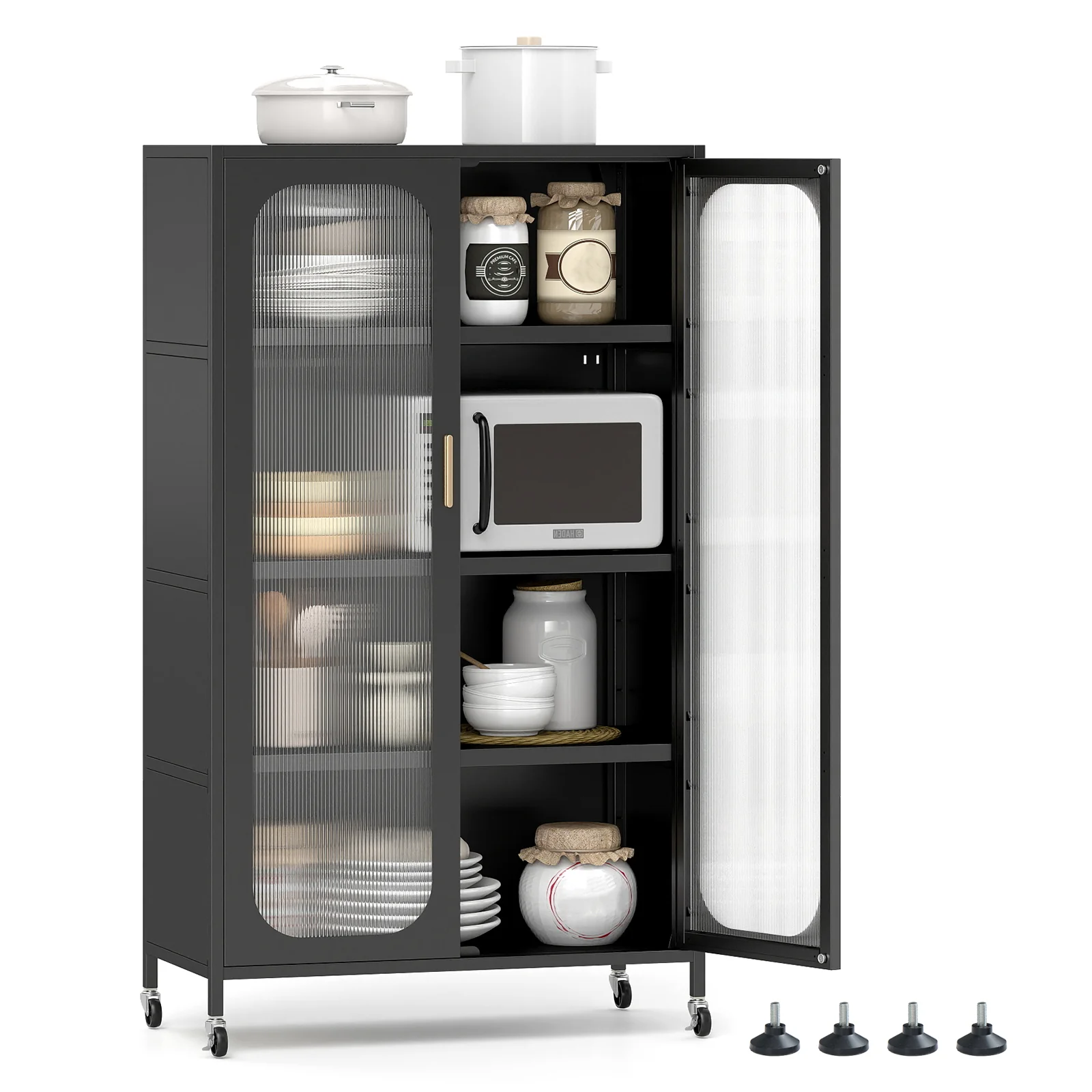 2-Door Metal Storage Cabinet 5-Tier with Adjustable Shelves, Black - Image 5