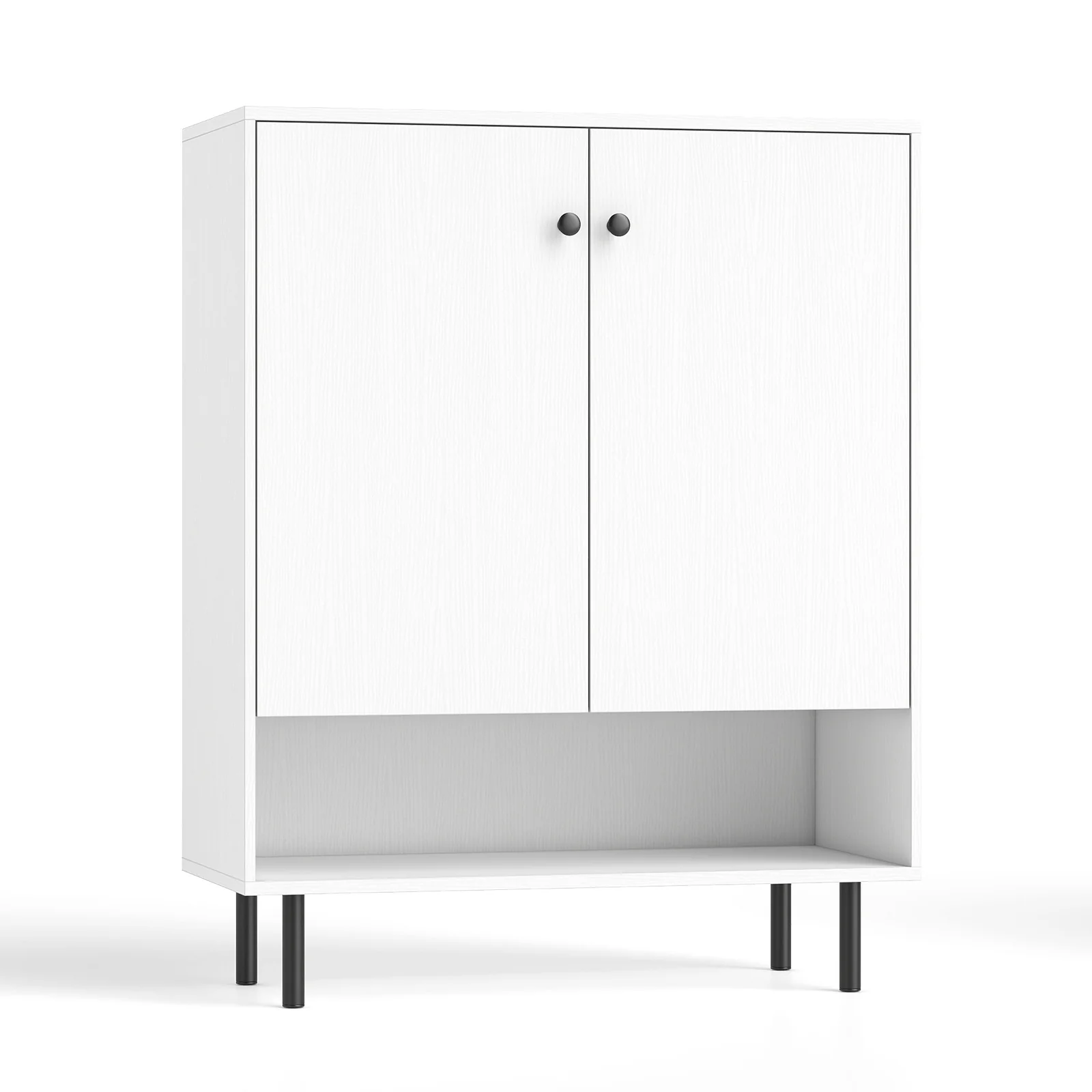 2-Door Sideboard Buffet Cabinet, Adjustable Shelf, White