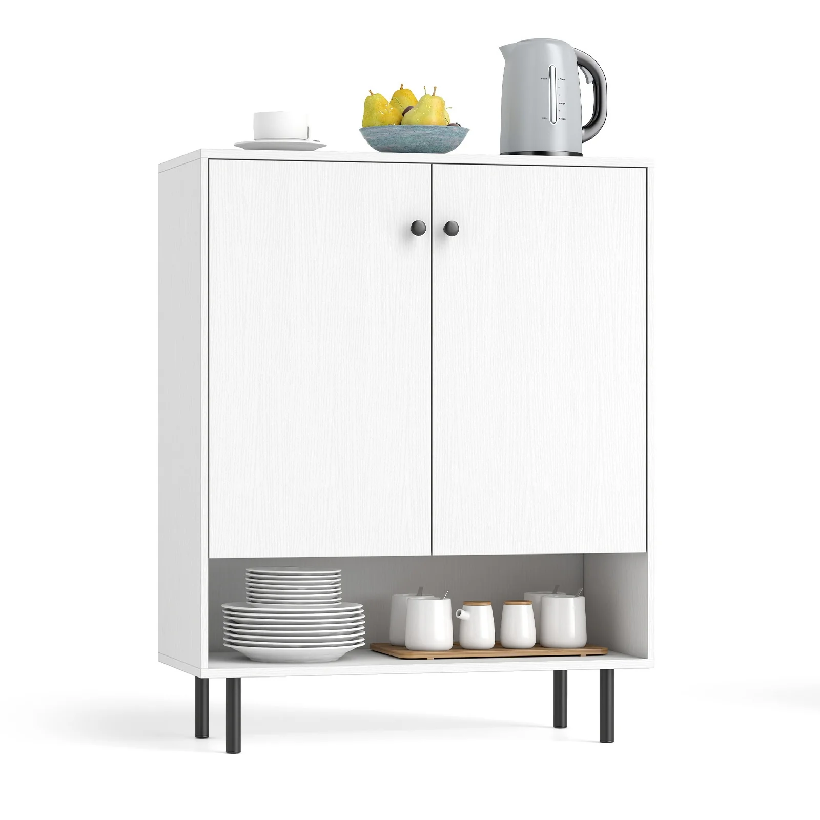 2-Door Sideboard Buffet Cabinet, Adjustable Shelf, White - Image 5